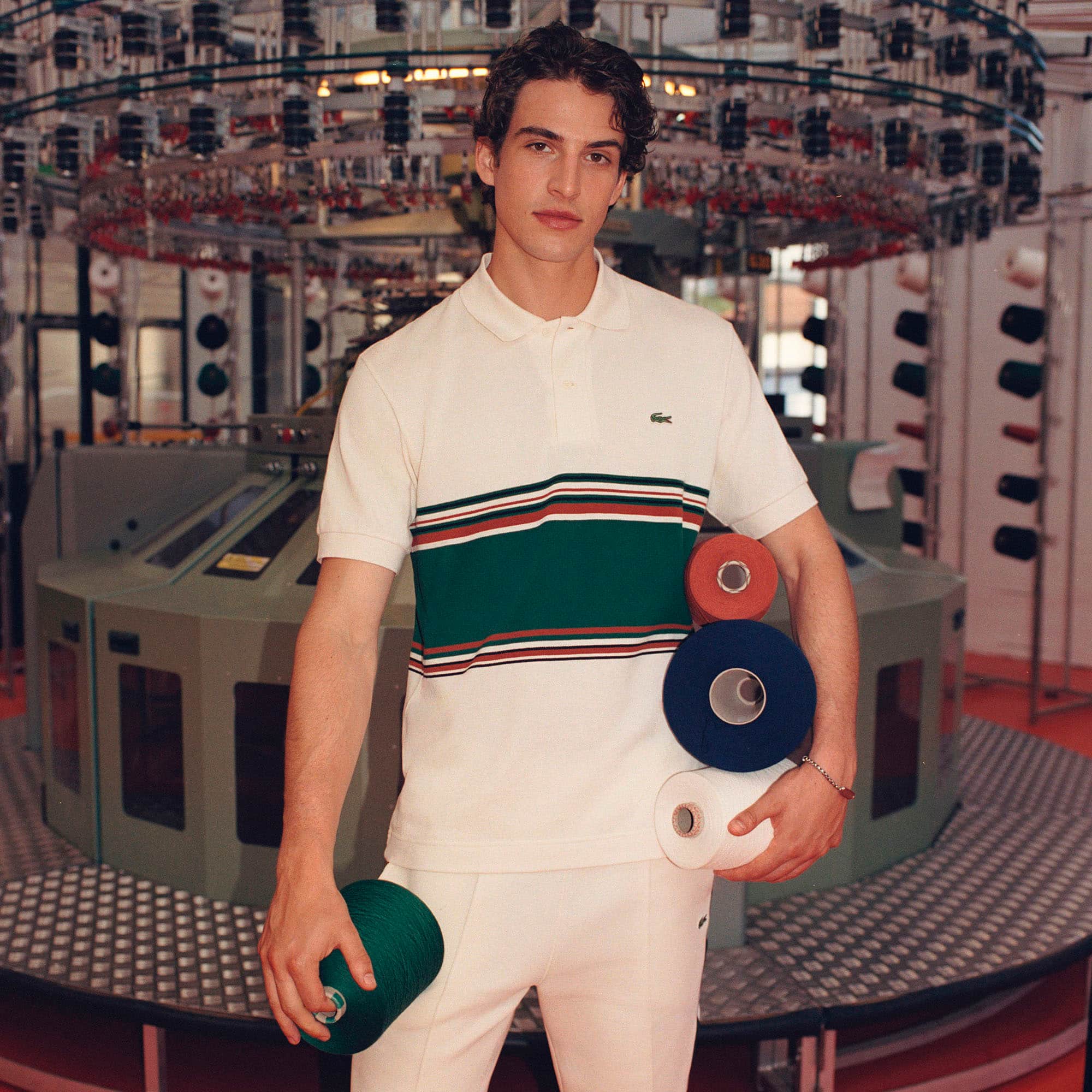 Men's Made In France Classic Fit Striped Polo - Cream