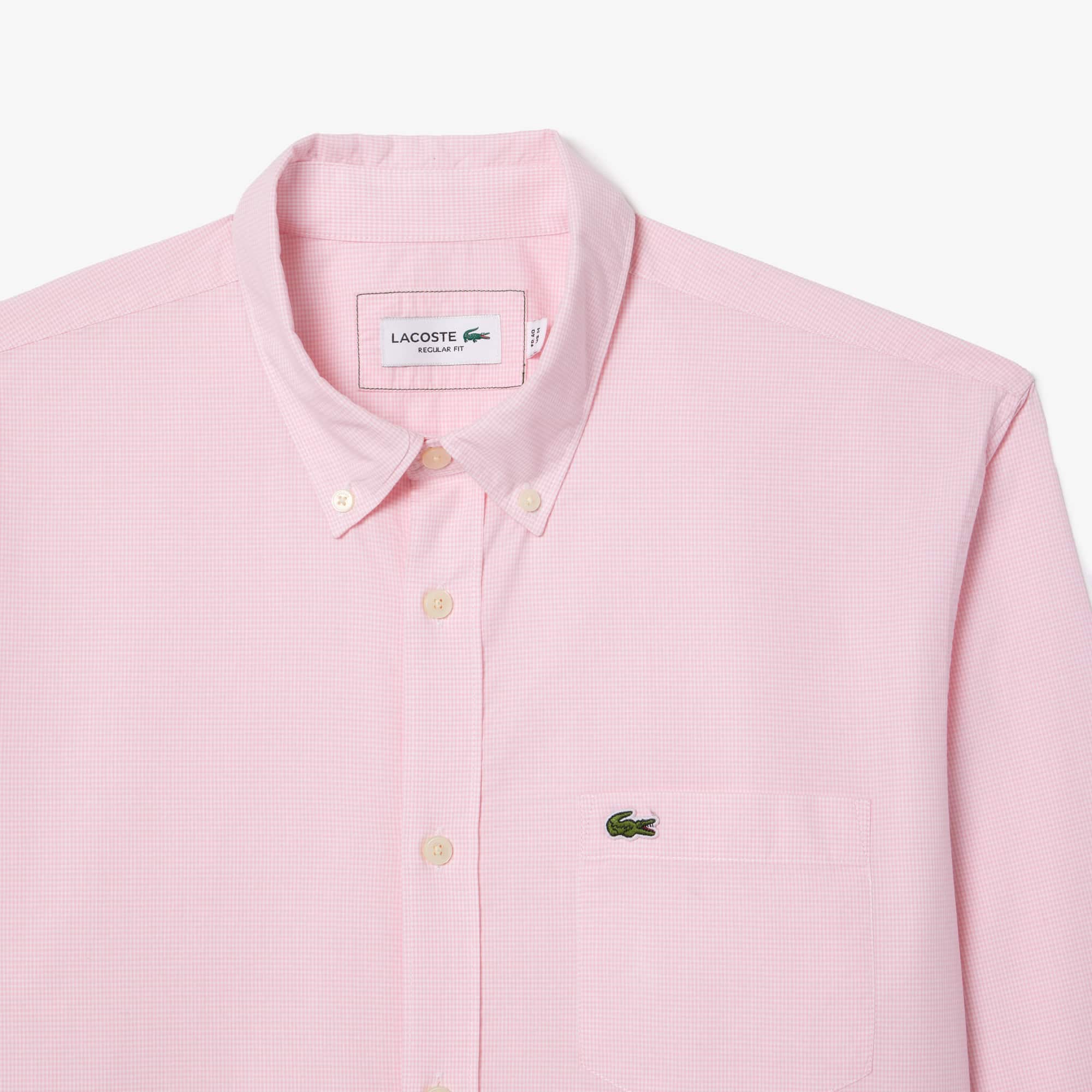 Men's Regular Fit Gingham Poplin Shirt - White / Light Pink