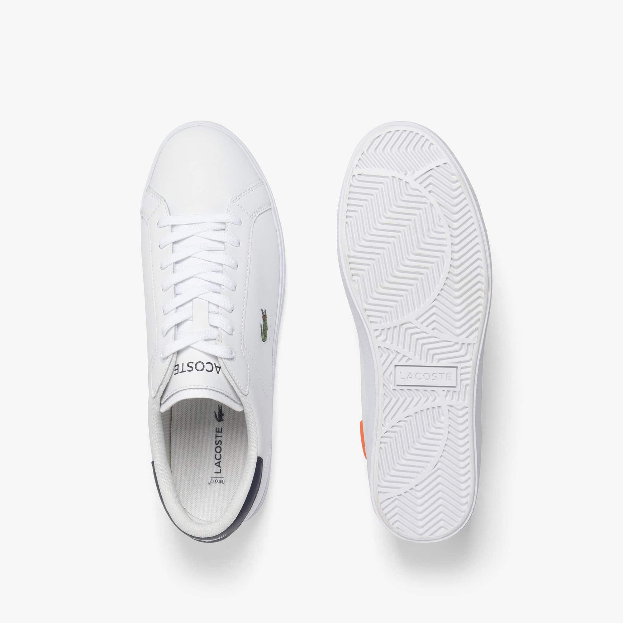 Men's Powercourt Graphic Leather Sneakers - WHITE / NAVY