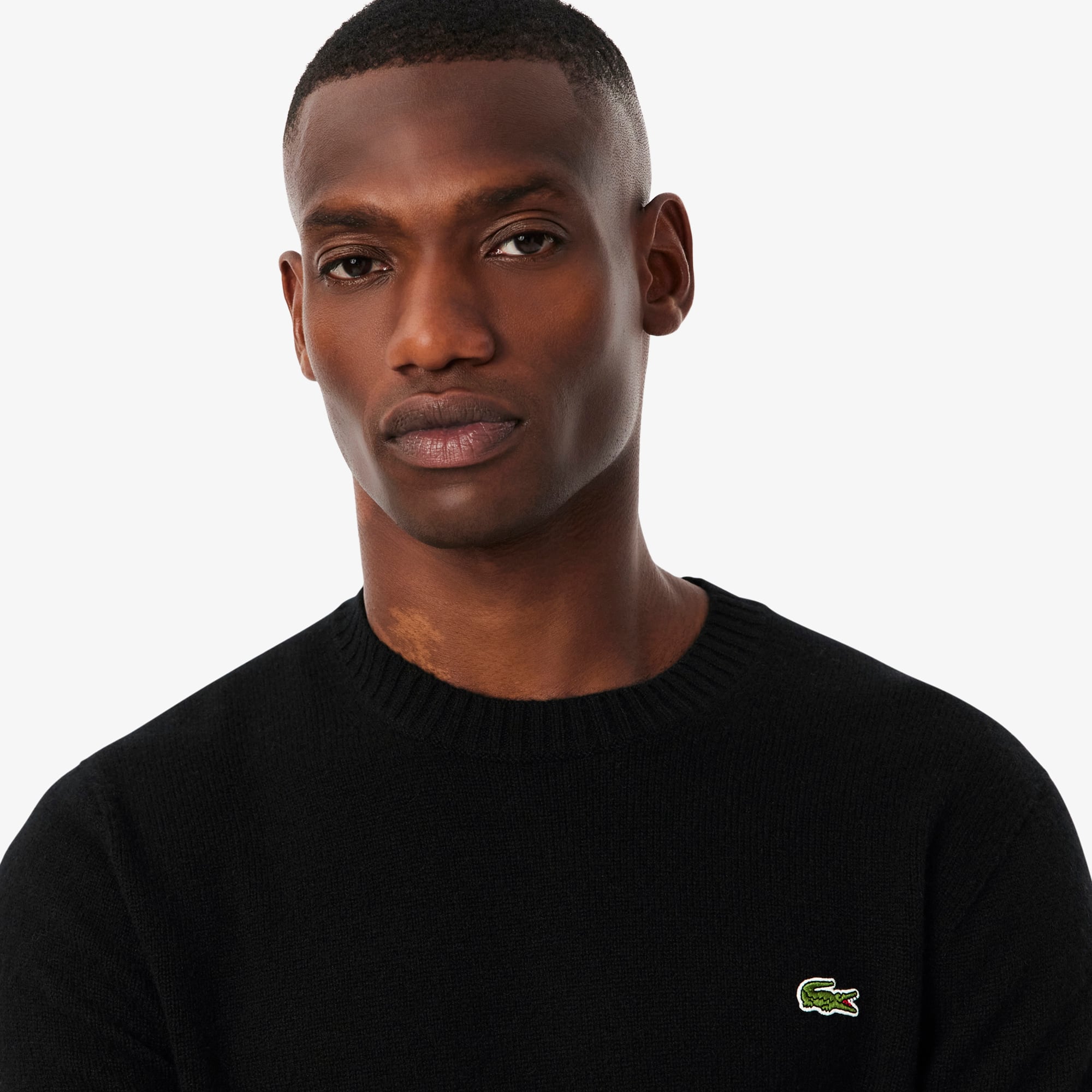 Men's 3D Knit Cashmere Crew Neck Sweater - Black