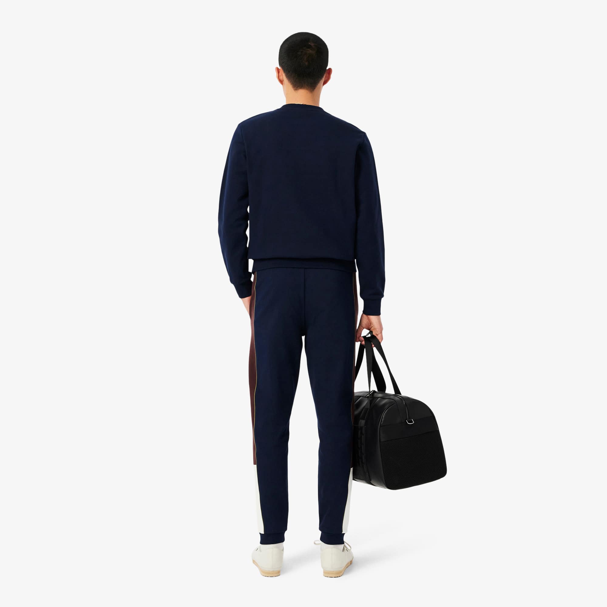 Men's Tapered Leg Fleece Sweatpants - Navy Blue / White / Brown