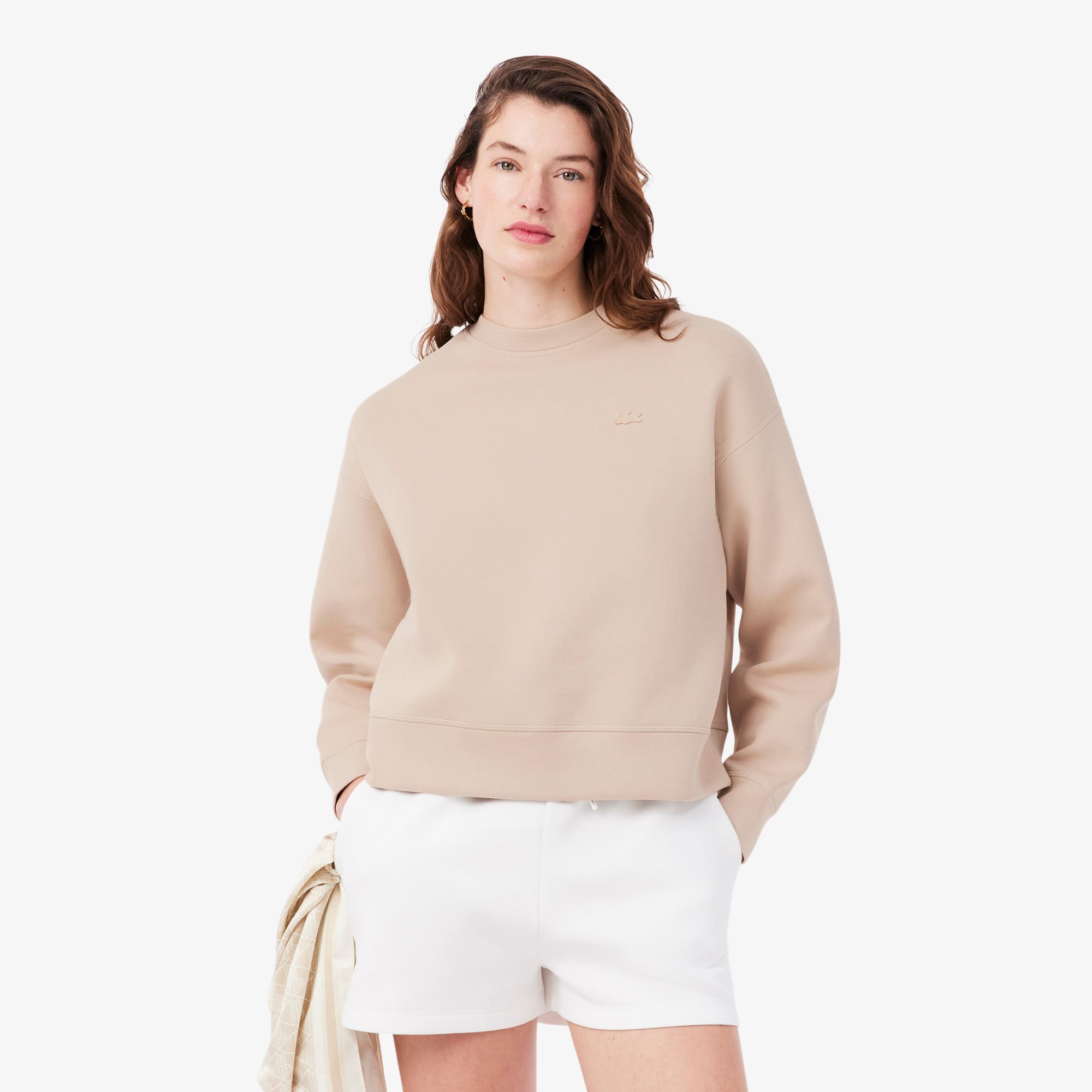 Oversized Double Face Jersey Sweatshirt - Beige