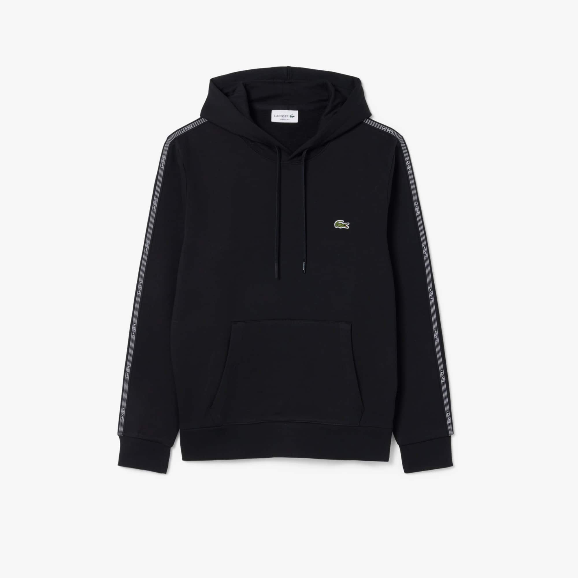 Logo Stripe Zipped Hoodie - Black