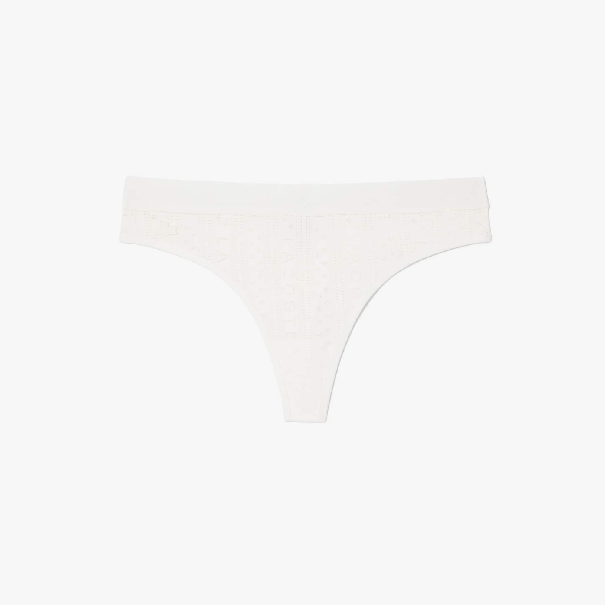 Stretch Pointelle String Briefs - White