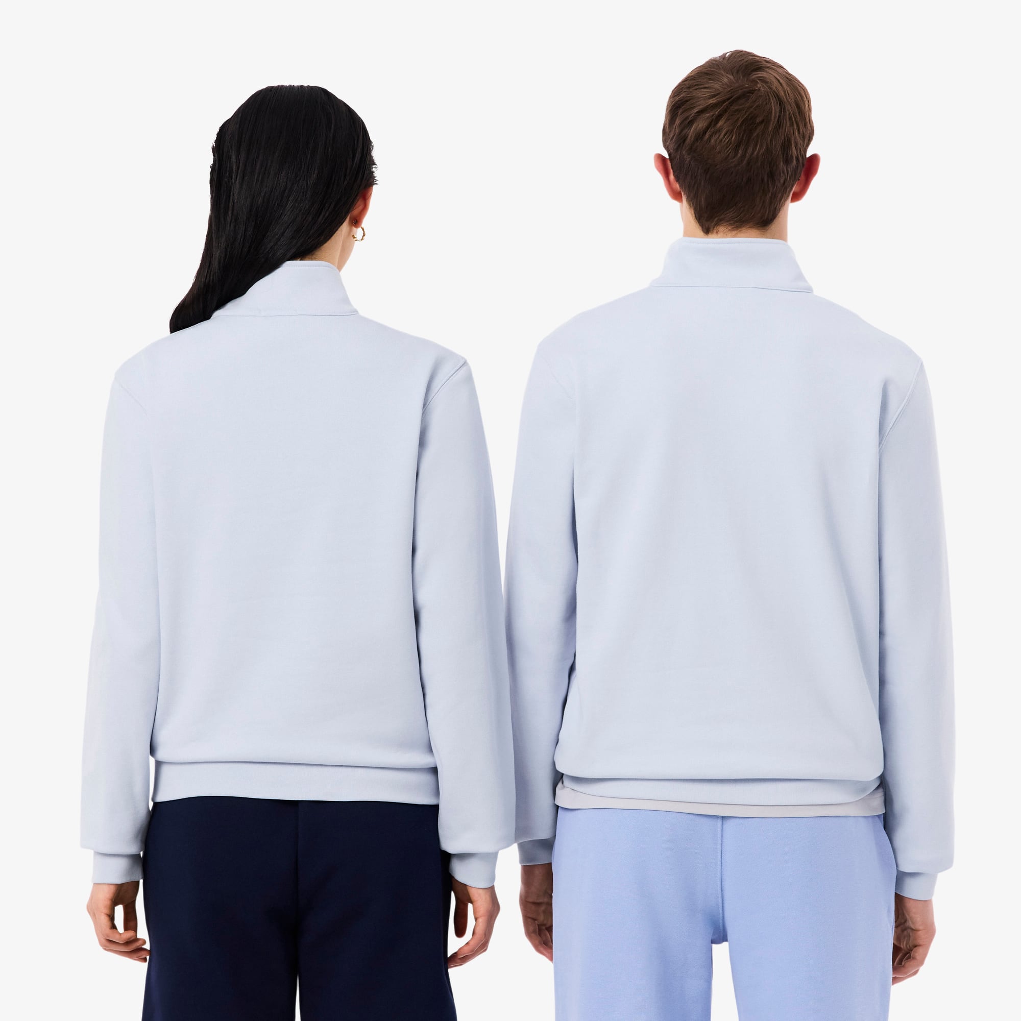 High Neck Embossed Zipped Sweatshirt - Phoenix blue