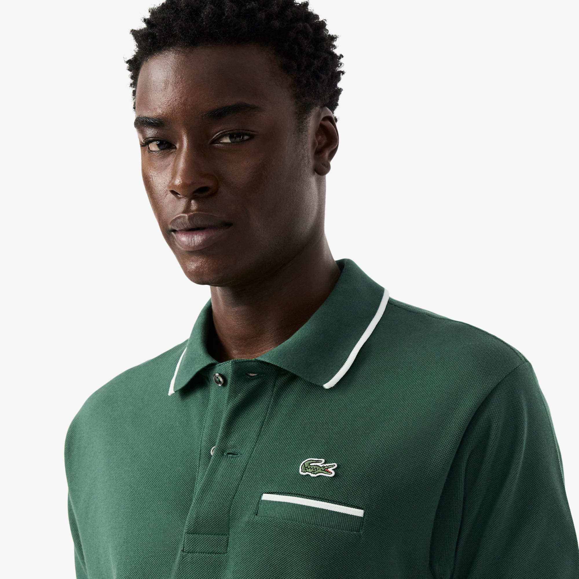 Men's Classic Fit Pocket Accent Polo - Green / White