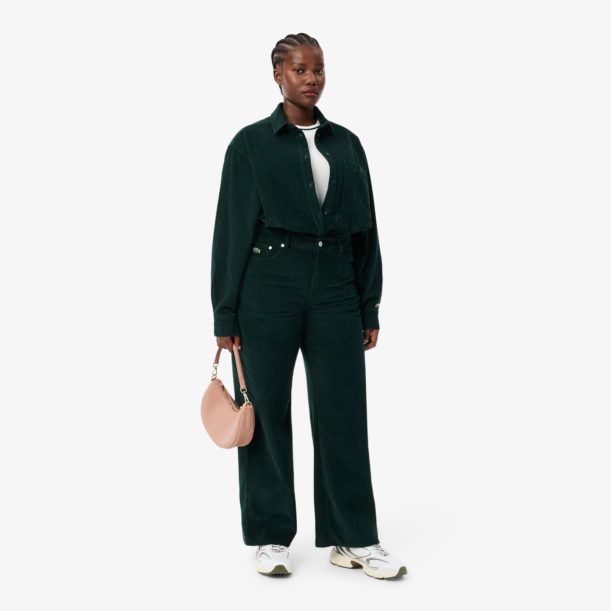 Women's Wide Leg Corduroy Pants - Forest green