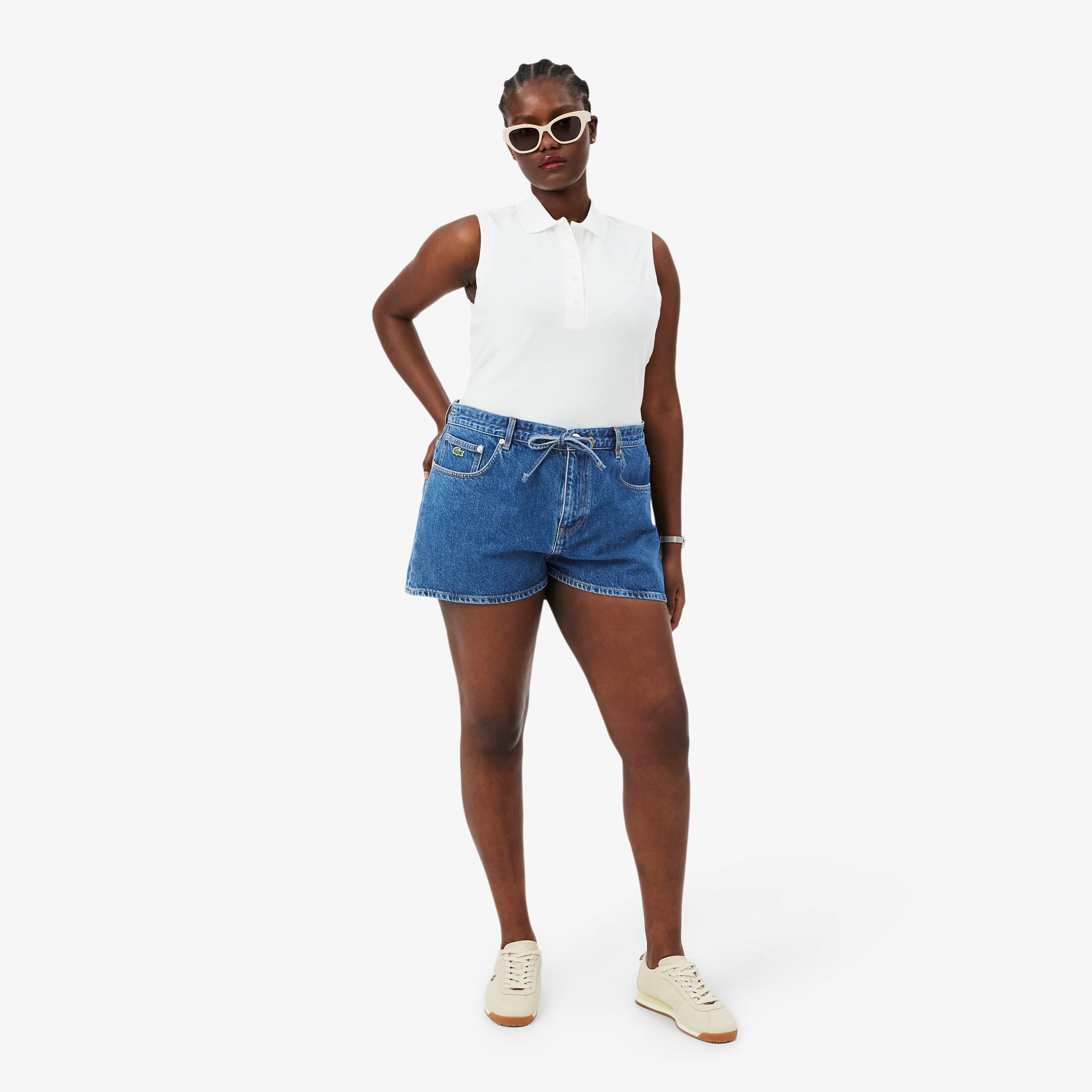Cotton Denim Shorts - Blue Chine