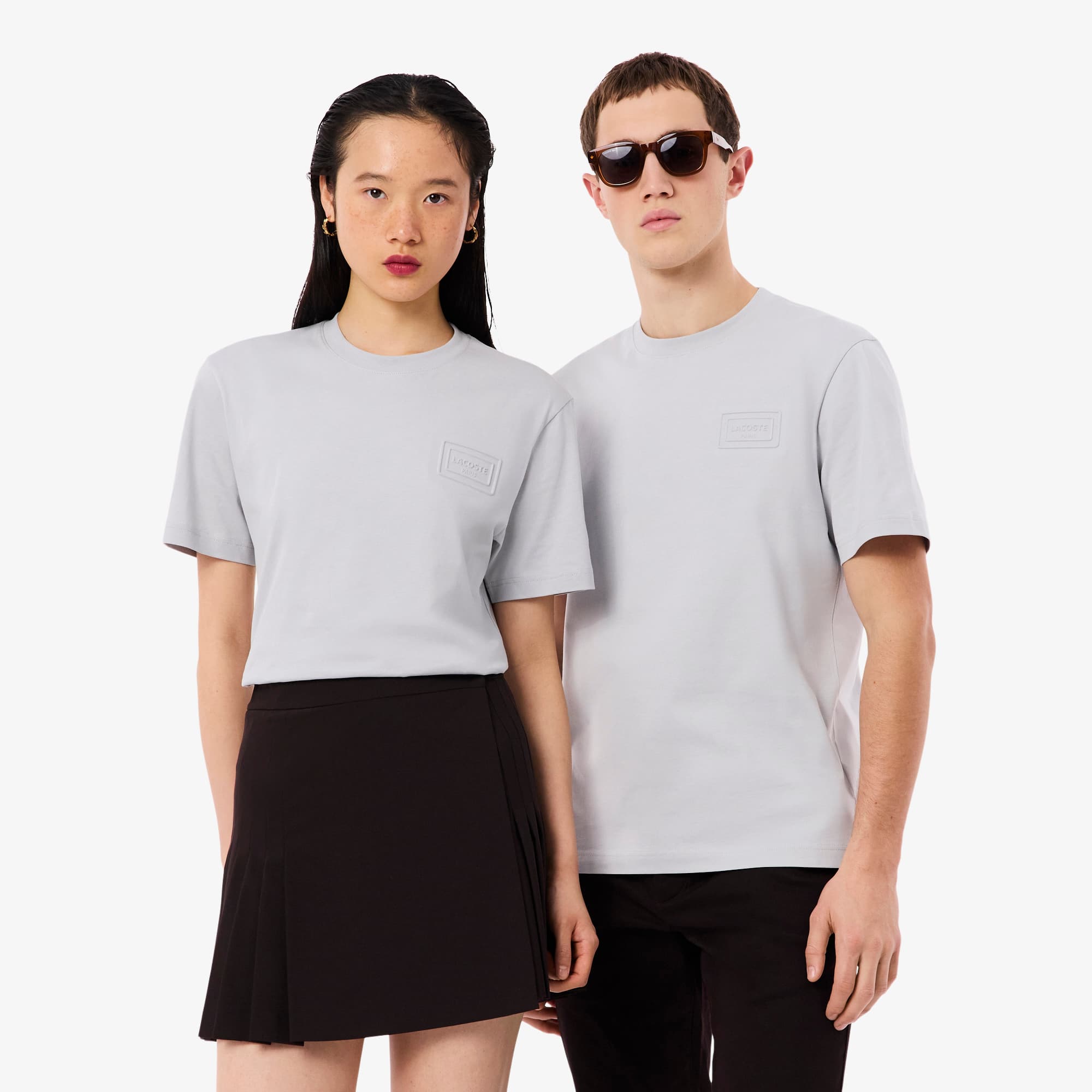 Embossed Branding Jersey T-Shirt - Light Grey