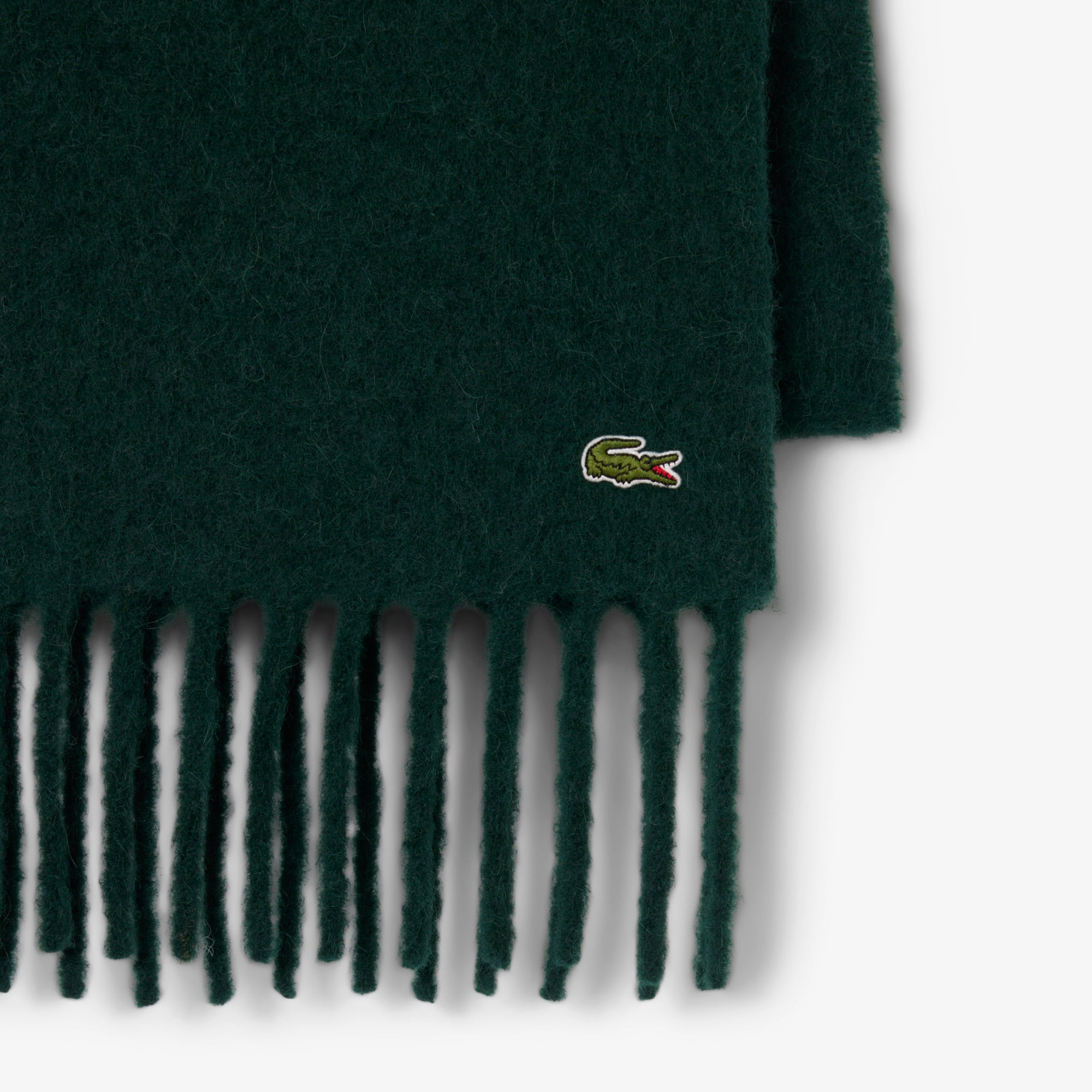 Women's Alpaca Blend Fringed Scarf - Forest green