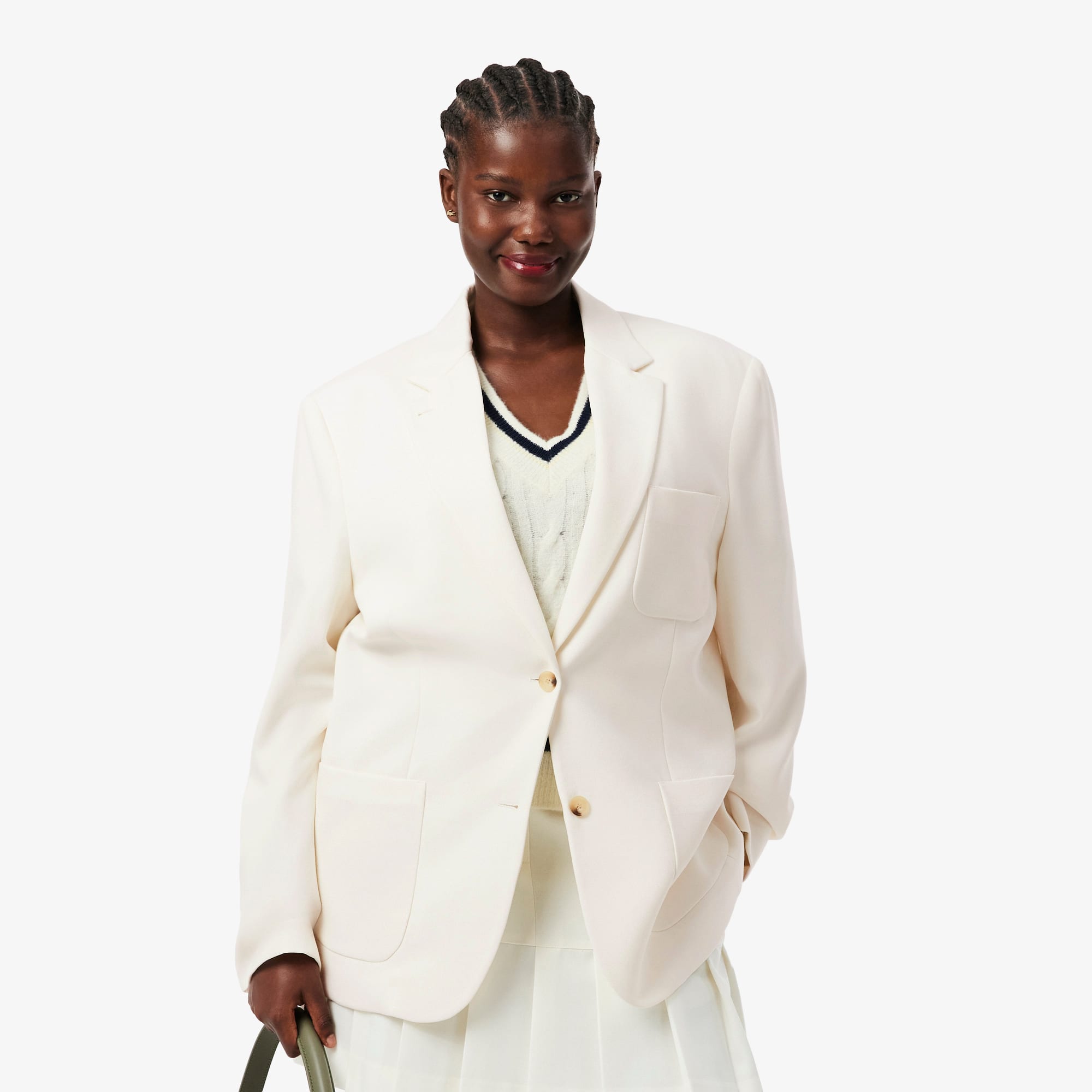 Women's Wool Twill Blazer - Cream
