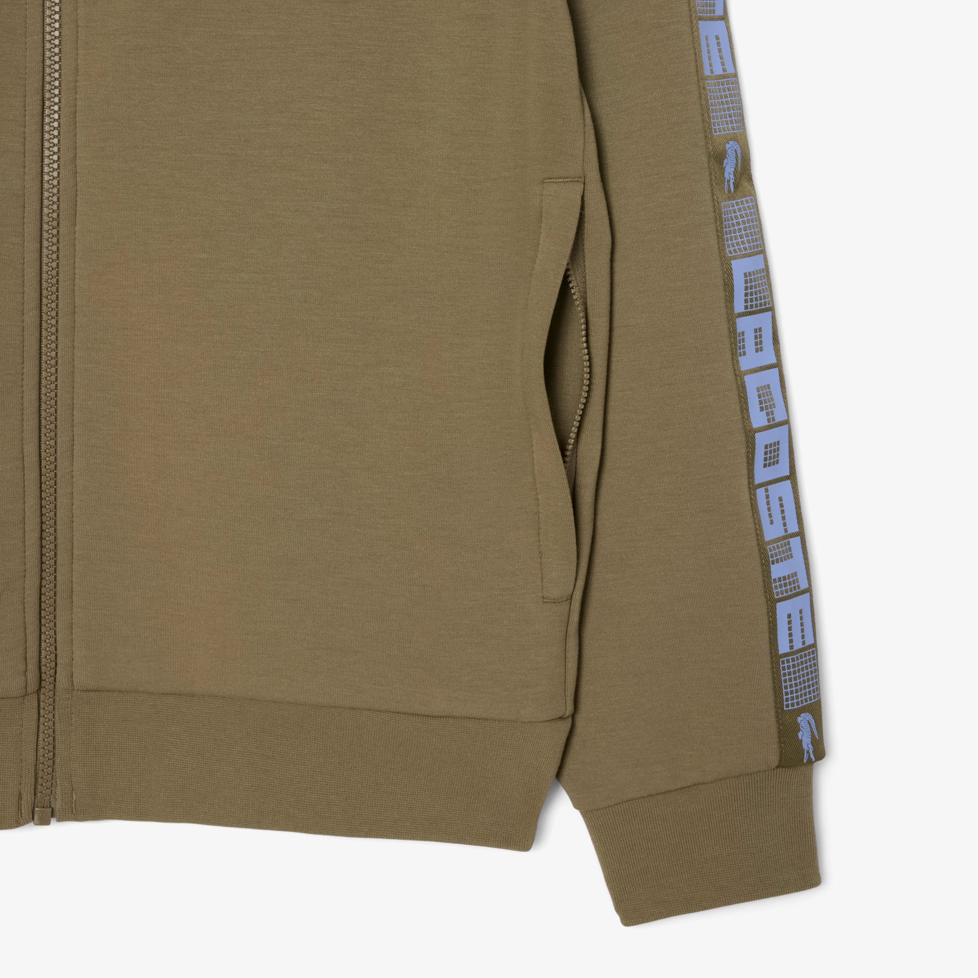 Men's Tennis Zip-Up Colorblock Sweatshirt - Khaki Green / White