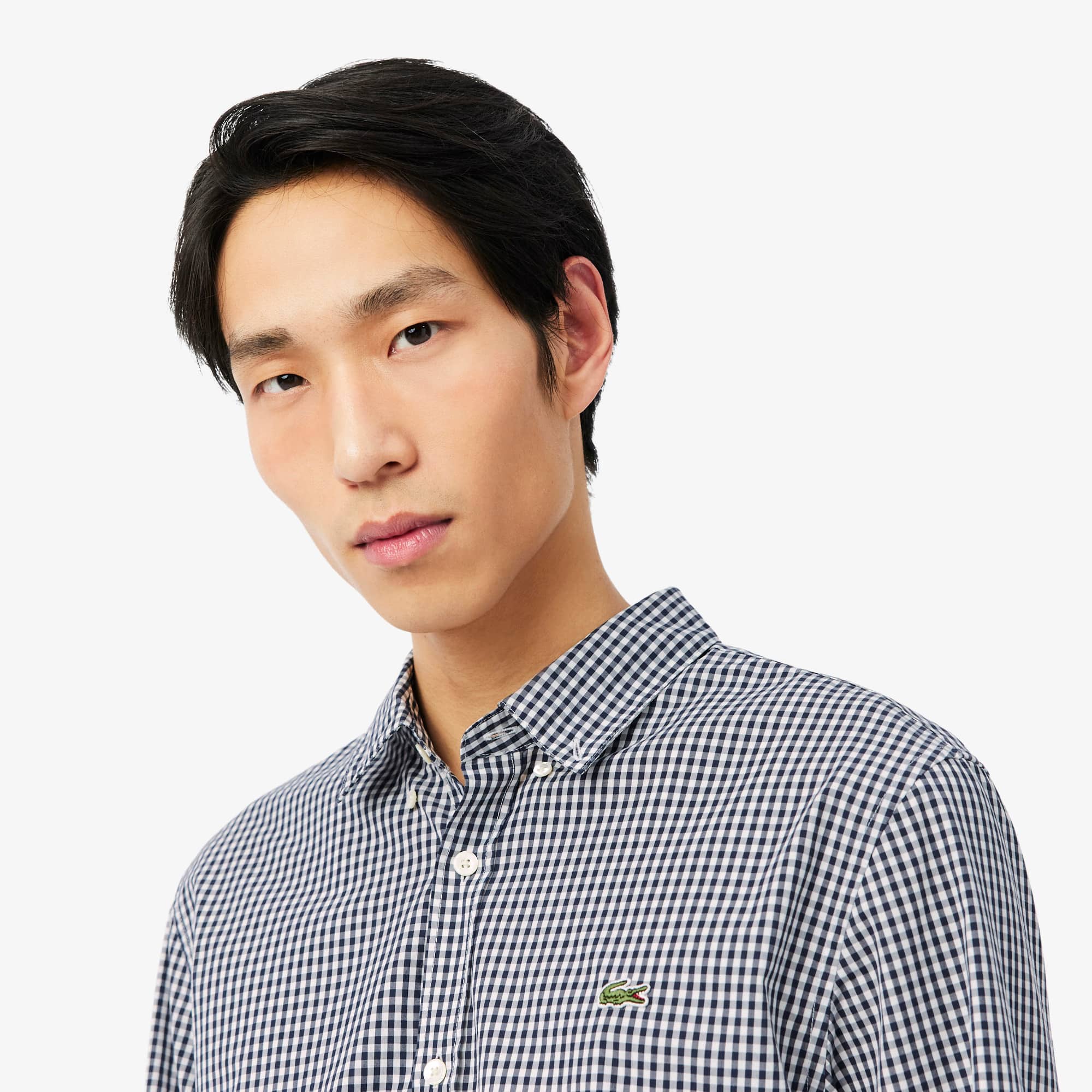 Regular Fit Plaid Poplin Shirt - White / Navy Blue