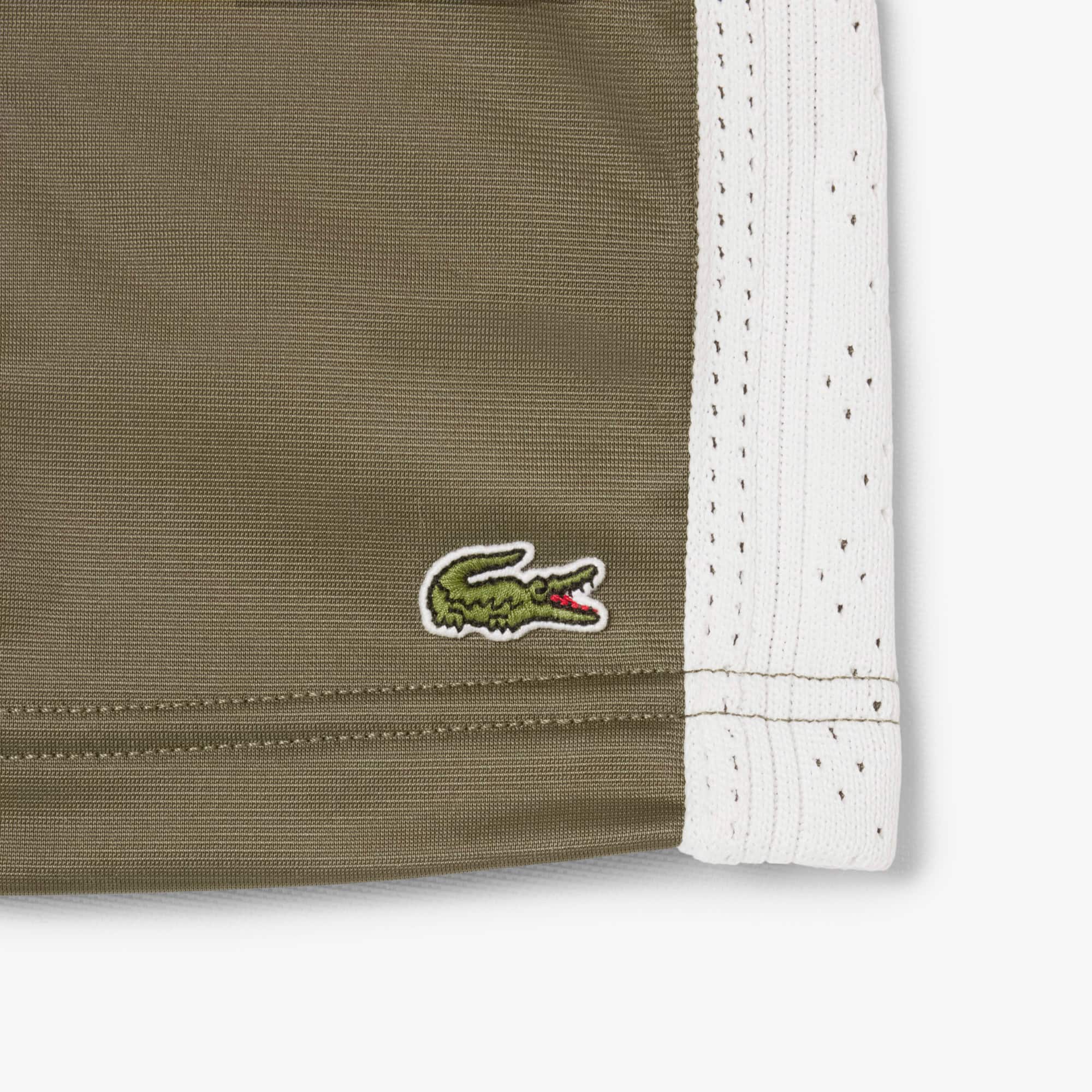 Women's Satin Jersey Pointelle Stripe Shorts - Khaki Green