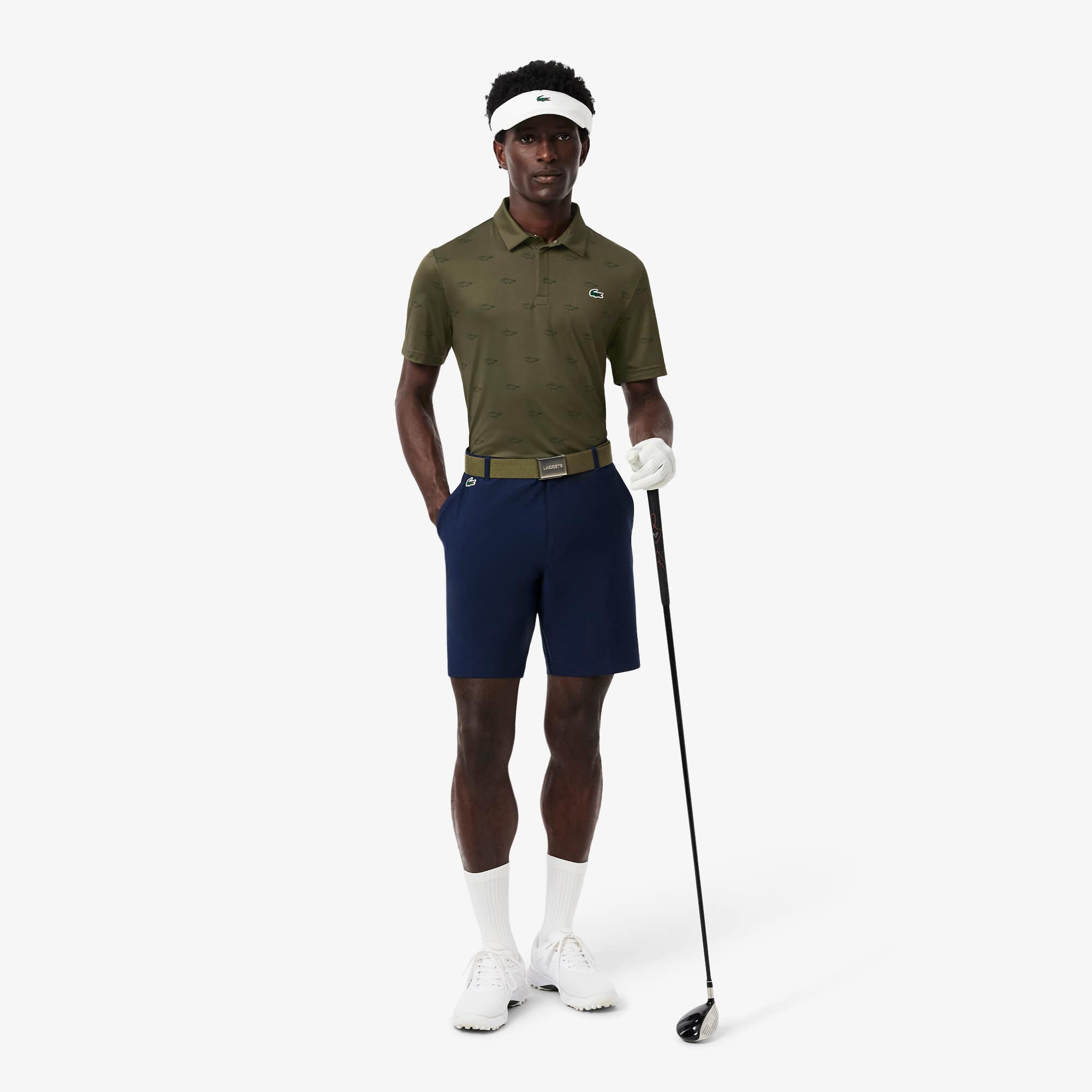 Men's Regular Fit UV Protect Golf Polo - Khaki Green / Green