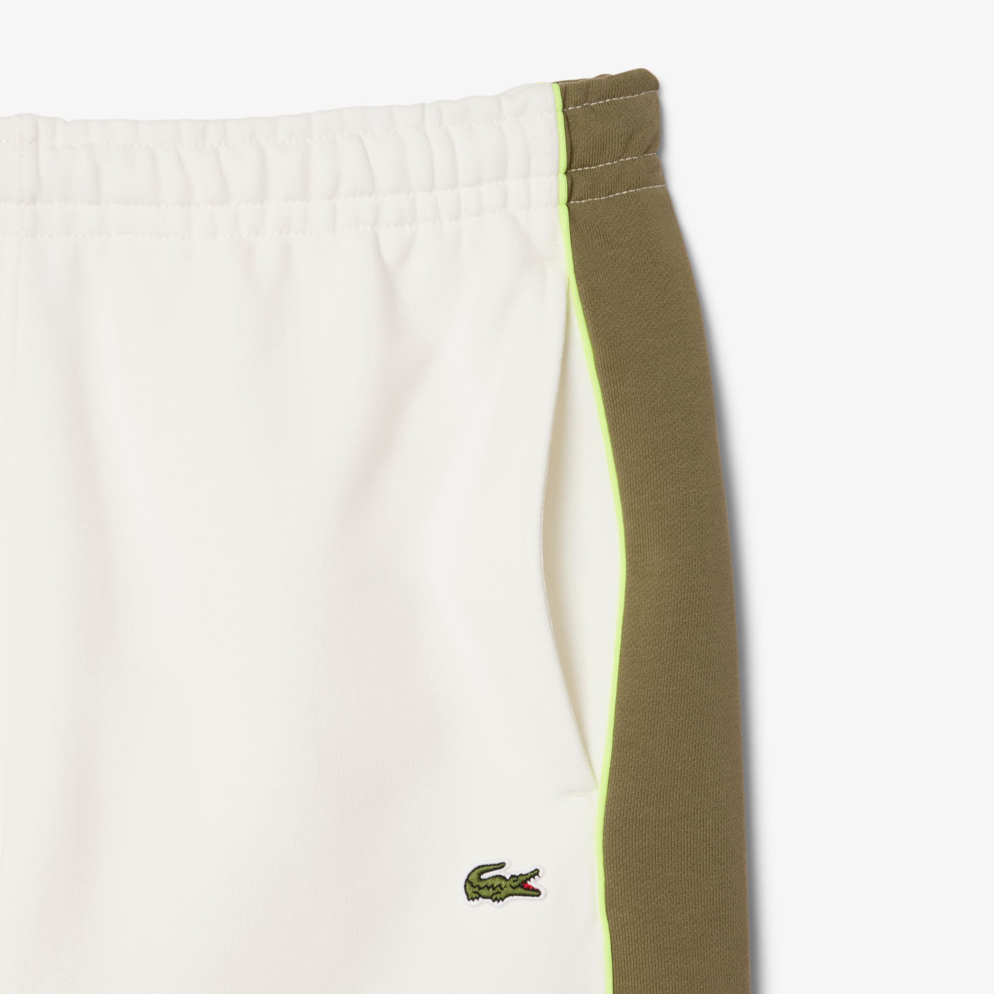 Men's Colorblock Fleece Shorts - White / Khaki Green / Purple