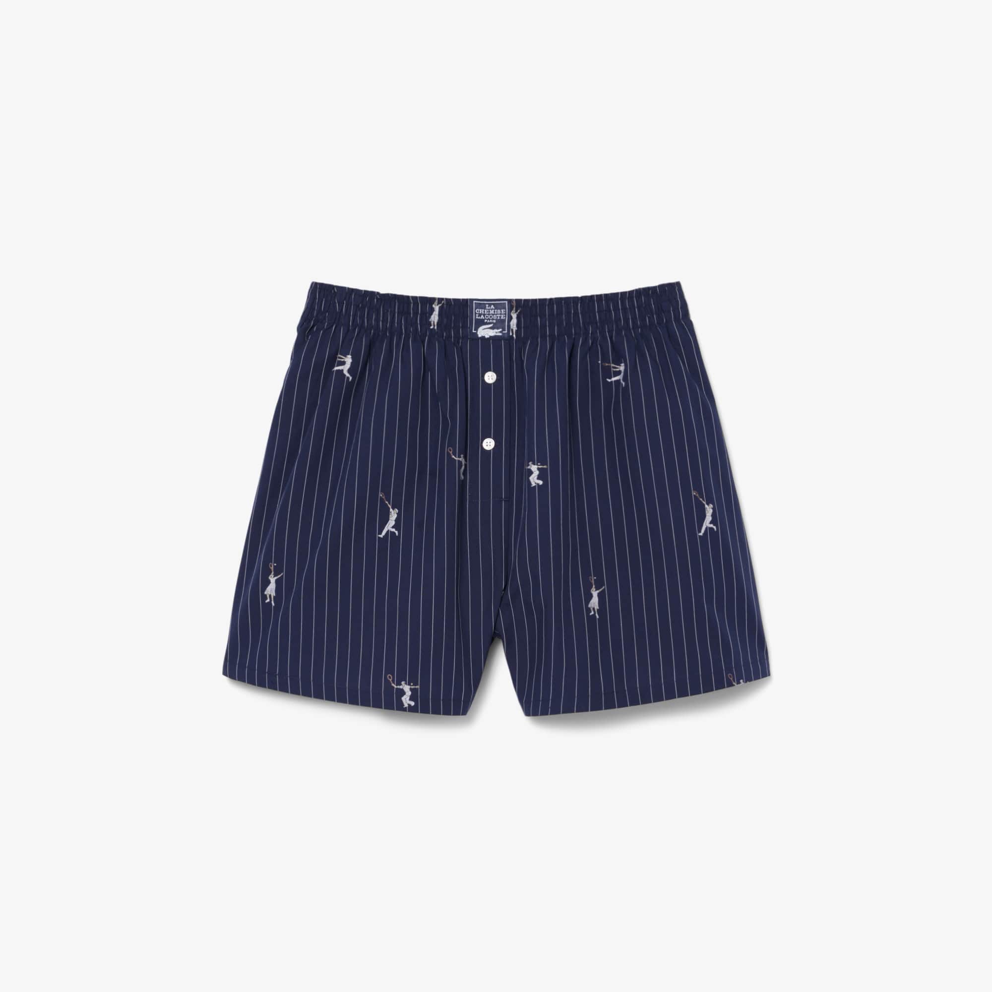 Cotton Poplin Boxer Shorts - Navy Blue / White