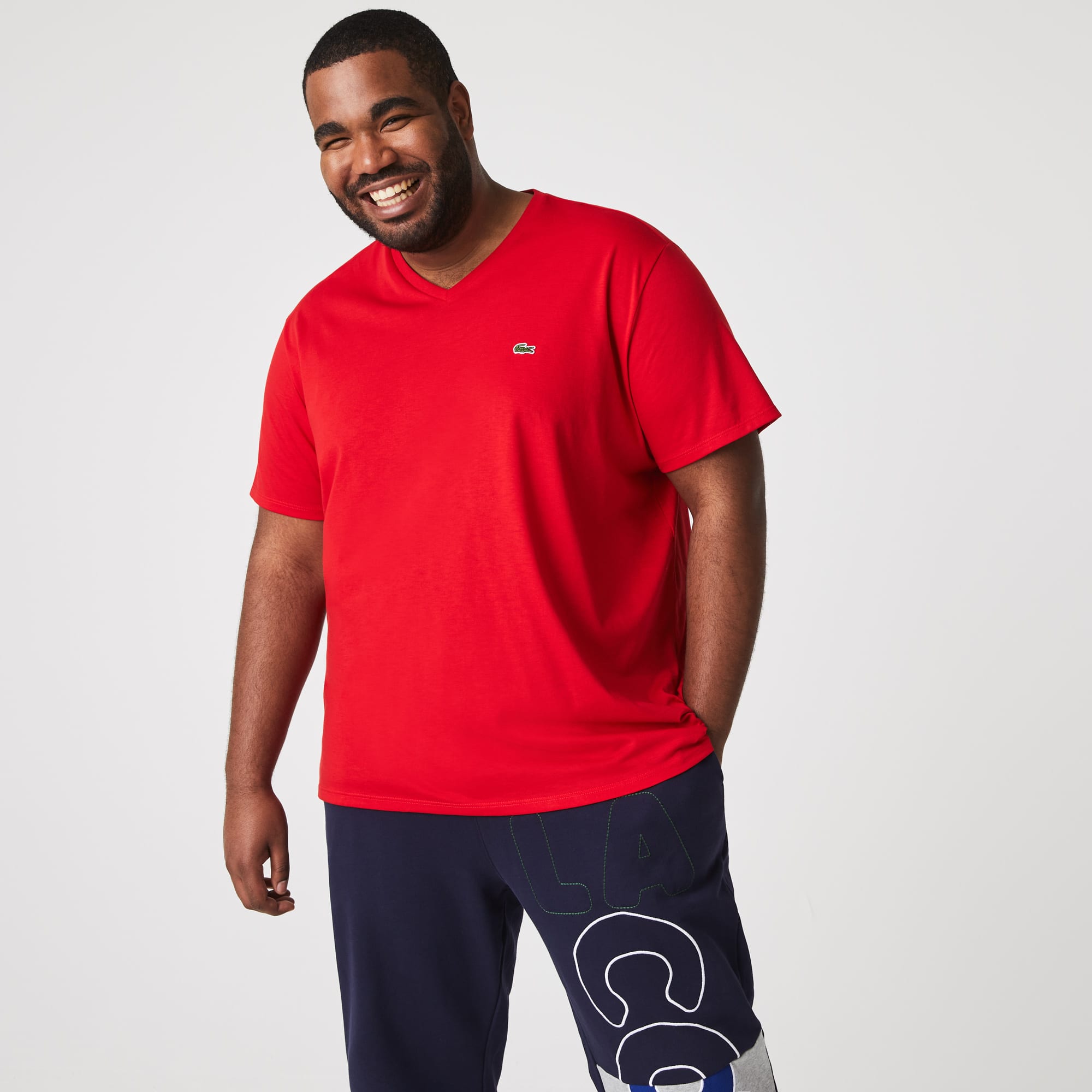 Men's Lightweight Pima Cotton V-Neck T-Shirt - Red