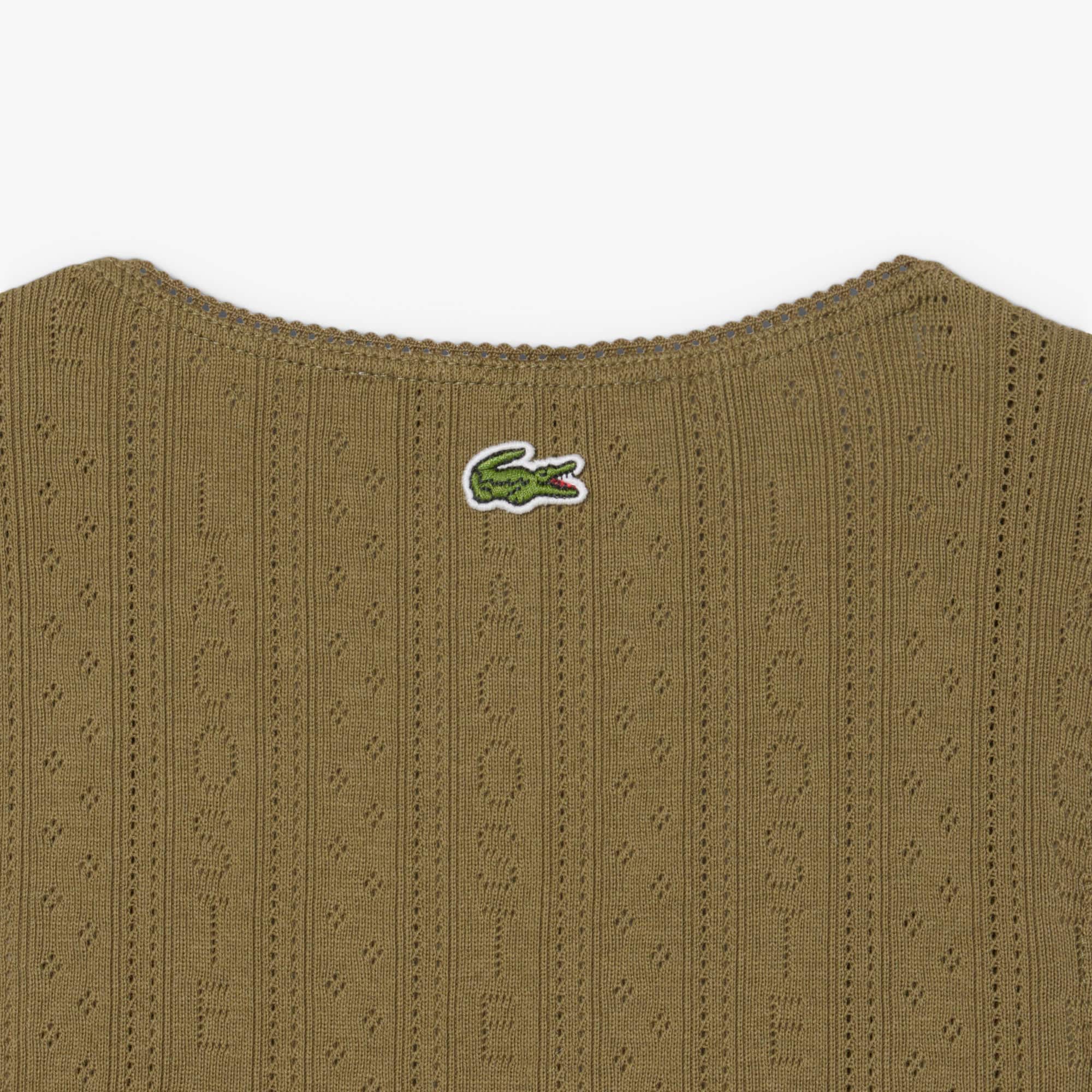 Women's Slim Fit Pointelle Knit Cotton Tank Top - Khaki Green