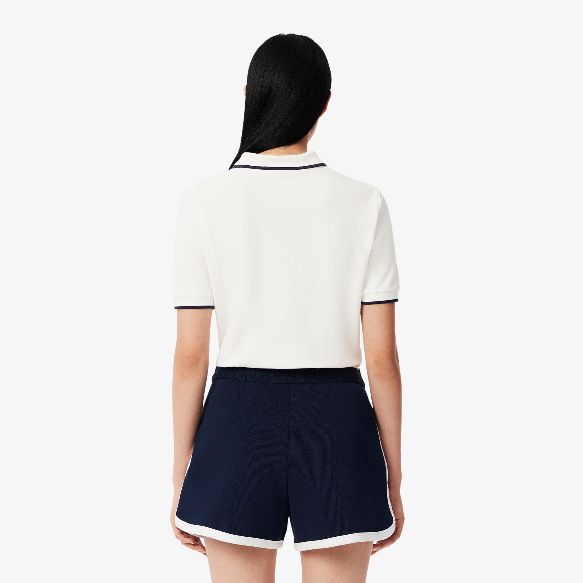 Women's Regular Fit Tennis Thermo-Regulating Polo - White / Navy Blue