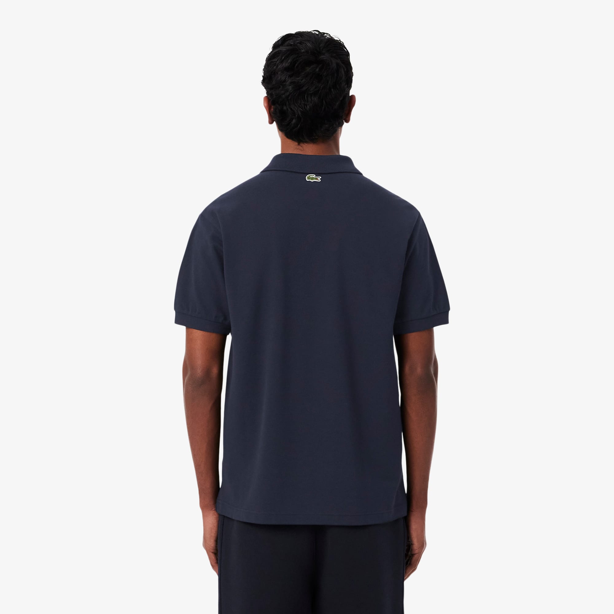 Classic Fit Printed Petit Piqué Polo - Black