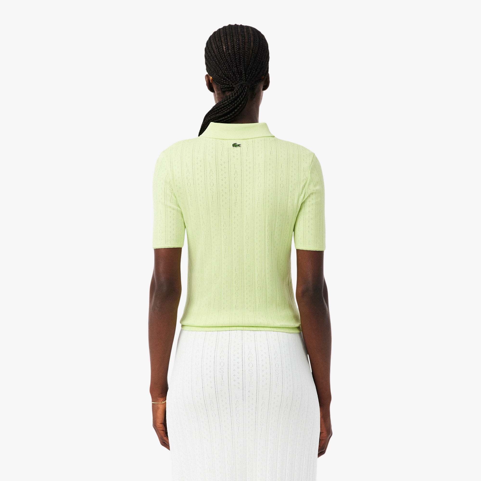 Women's Slim Fit Pointelle Branded L.12.D Polo - Green