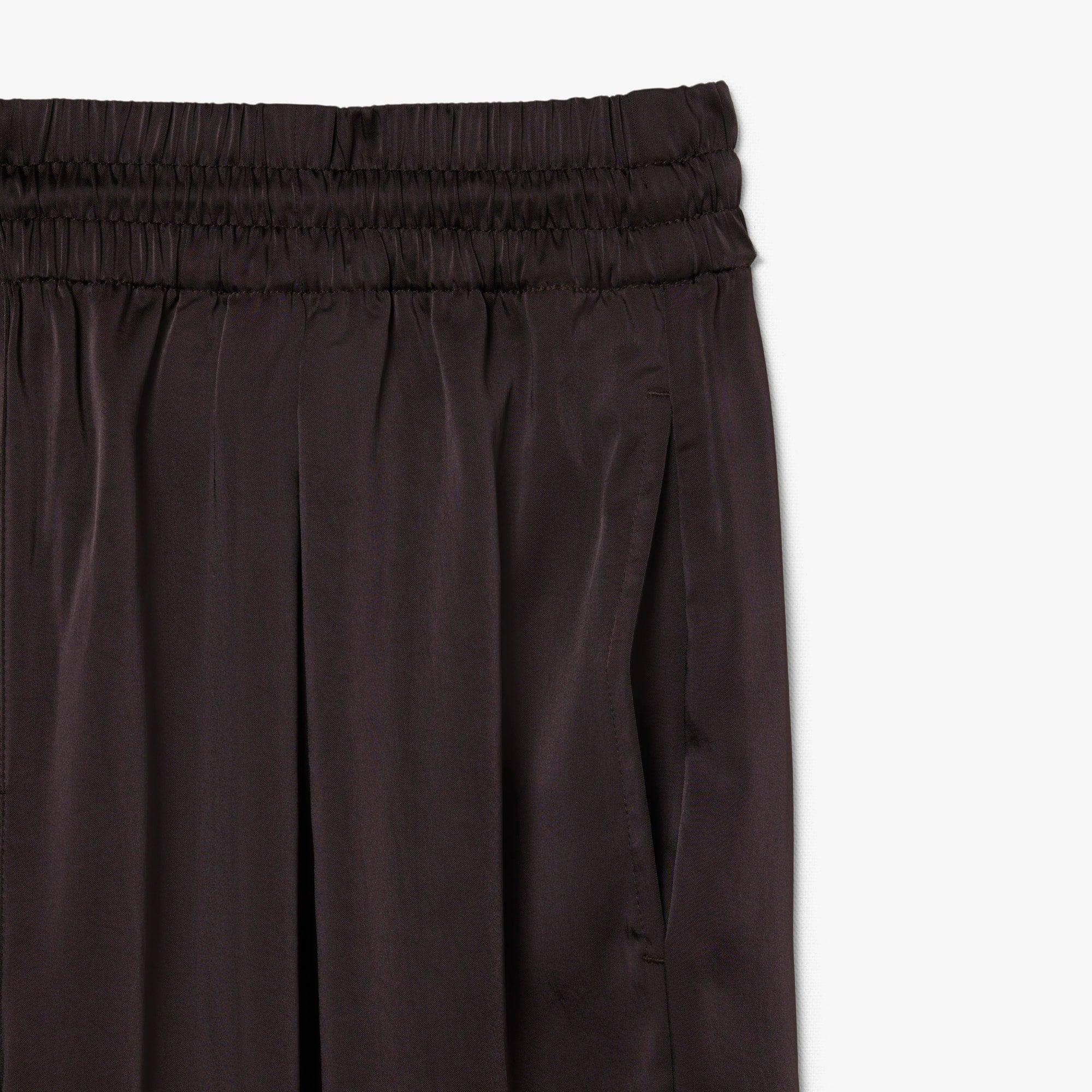 Oversized Elasticated Satin Pants - Brown