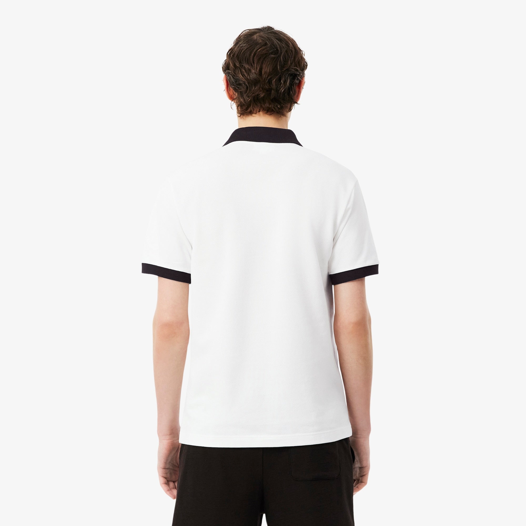 Classic Fit Contrast Rib Polo - Blanc / Marron