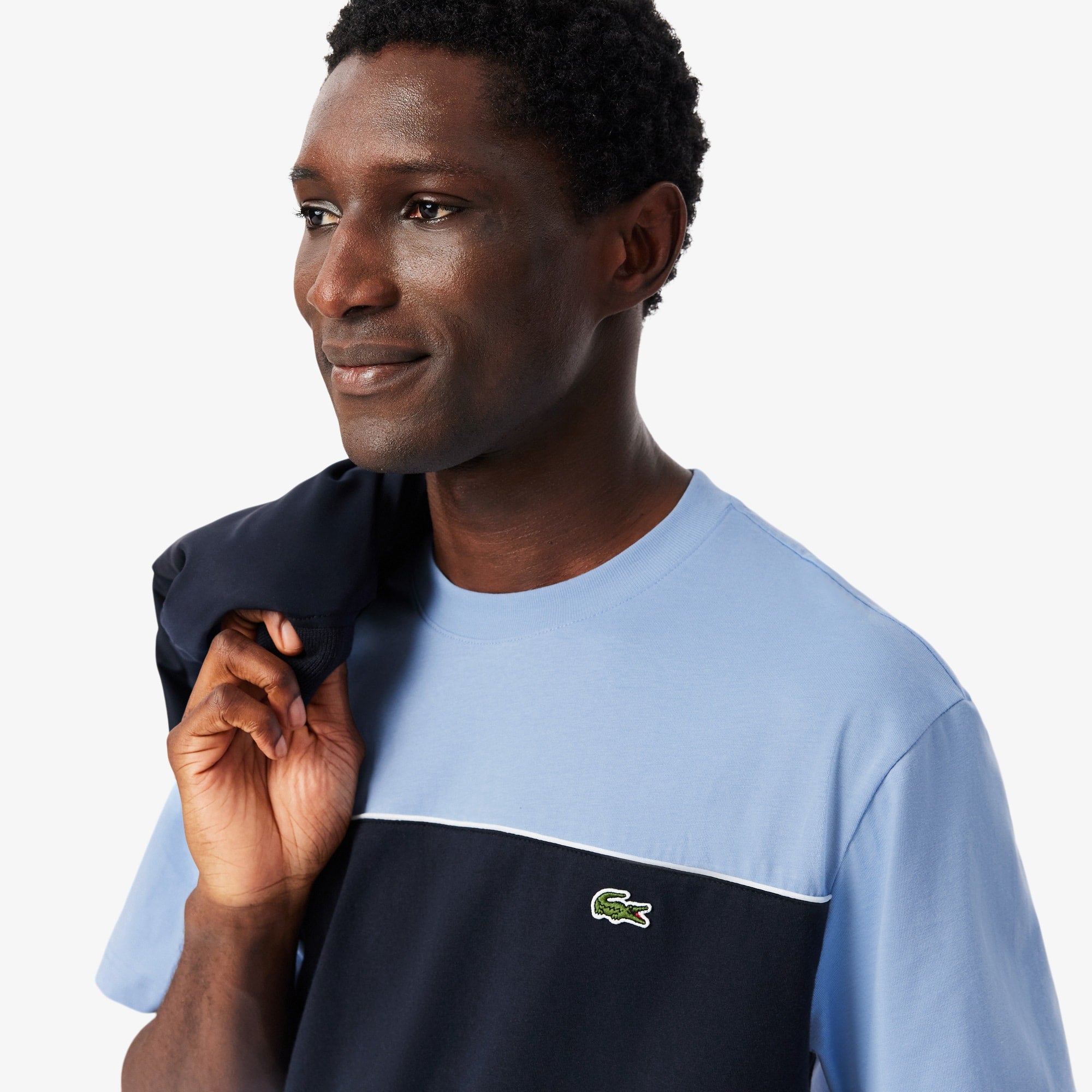Colorblock Cotton T-Shirt - Bleu Clair / Noir