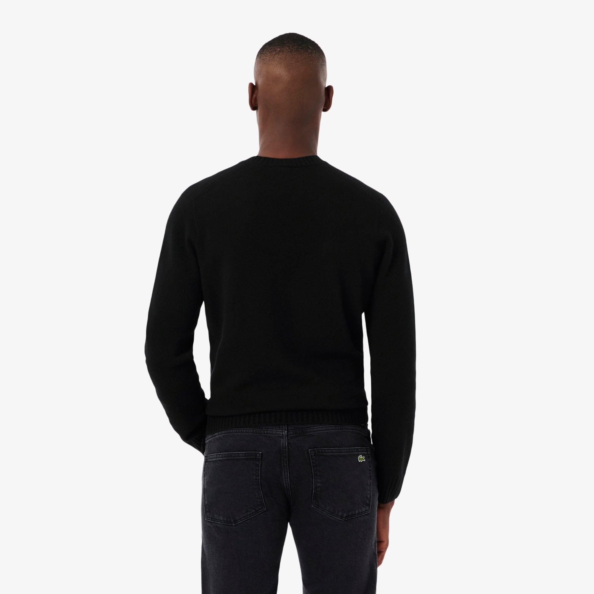 Men's 3D Knit Cashmere Crew Neck Sweater - Black