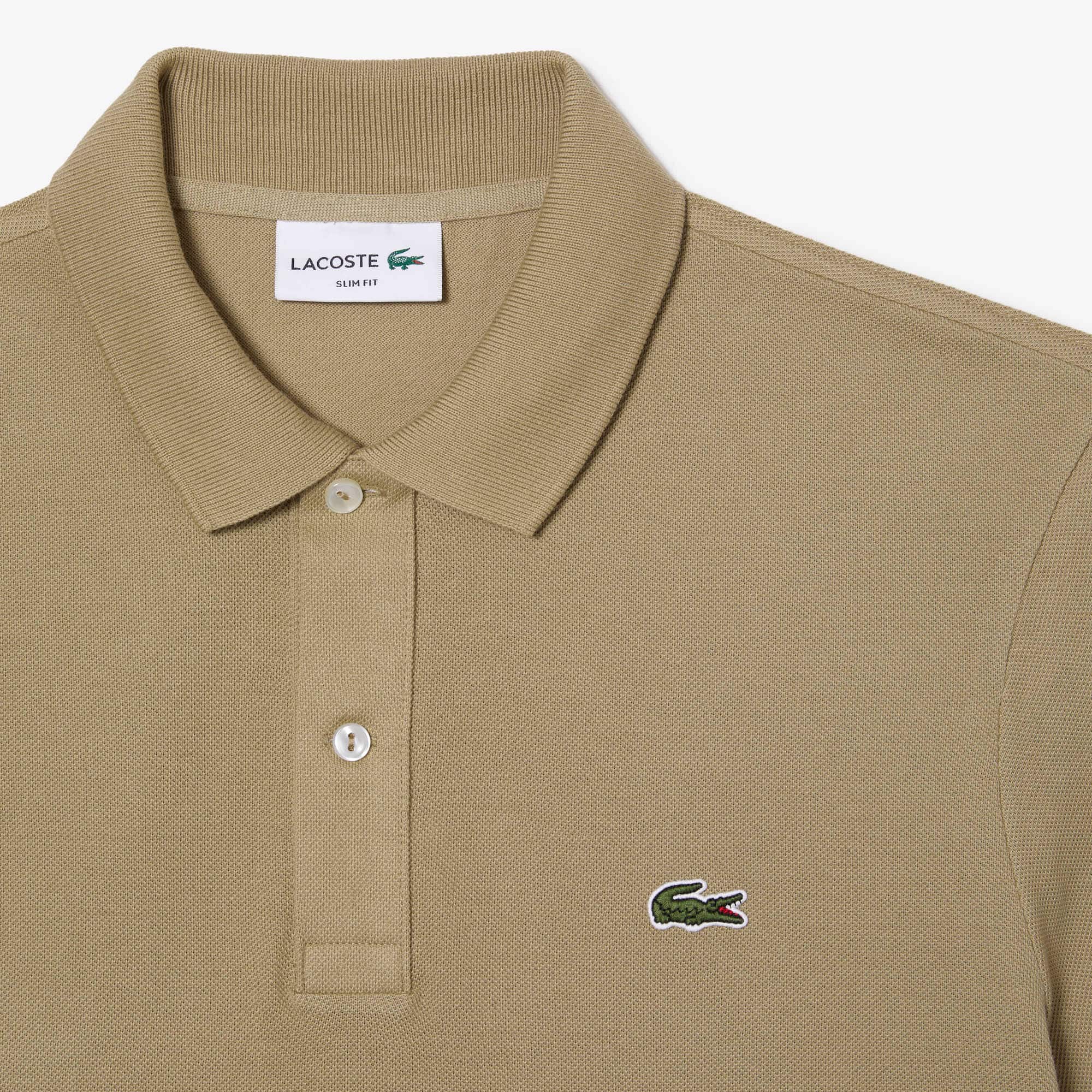 Men's Slim Fit Piqué Polo - Beige