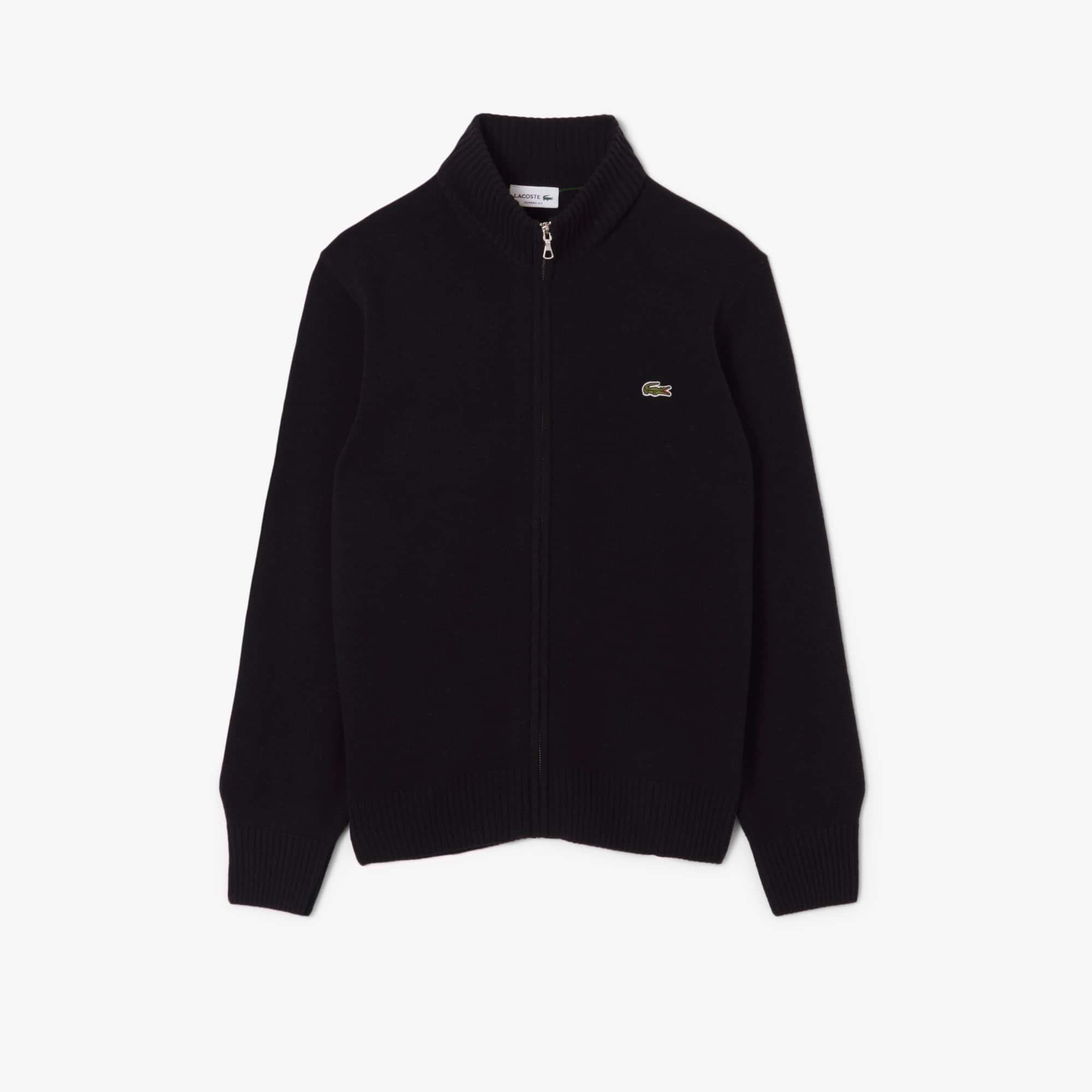 Men's Wool Zip-Up Sweater - Black