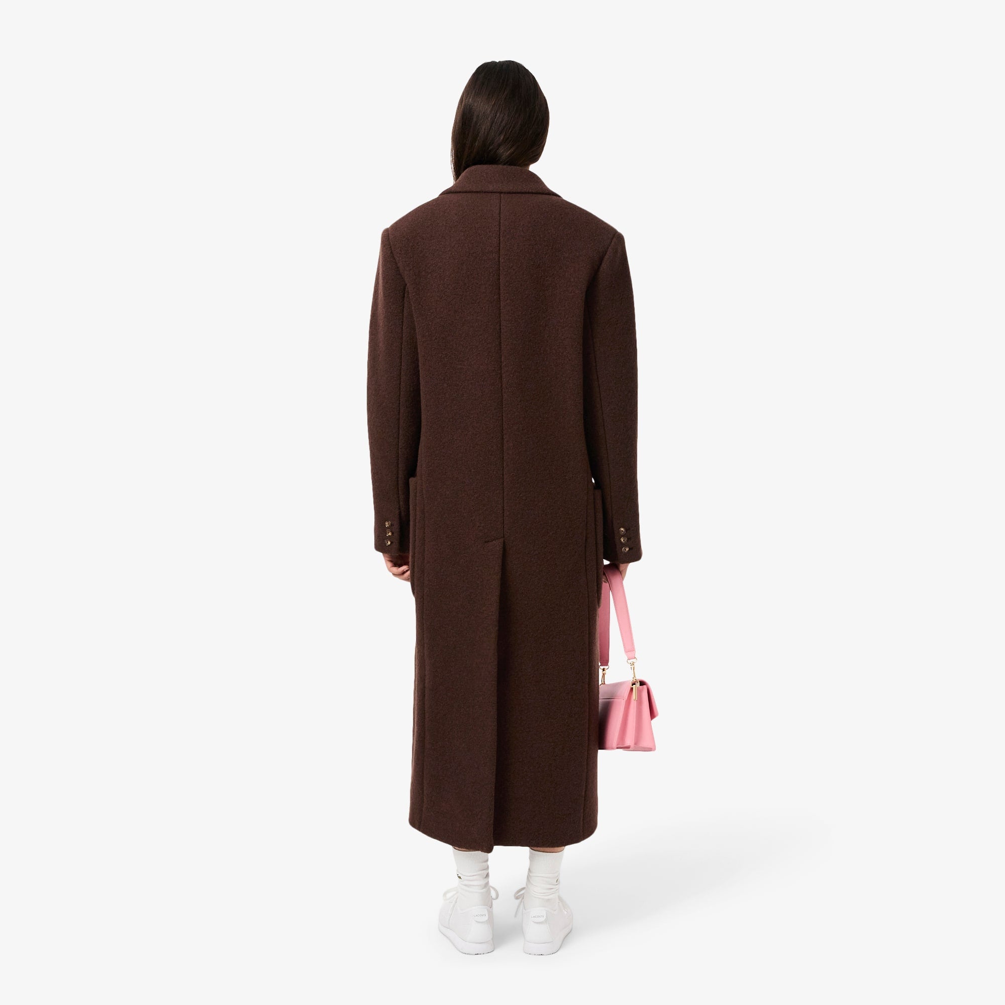 Women's Double-Breasted Wool Coat - Brown