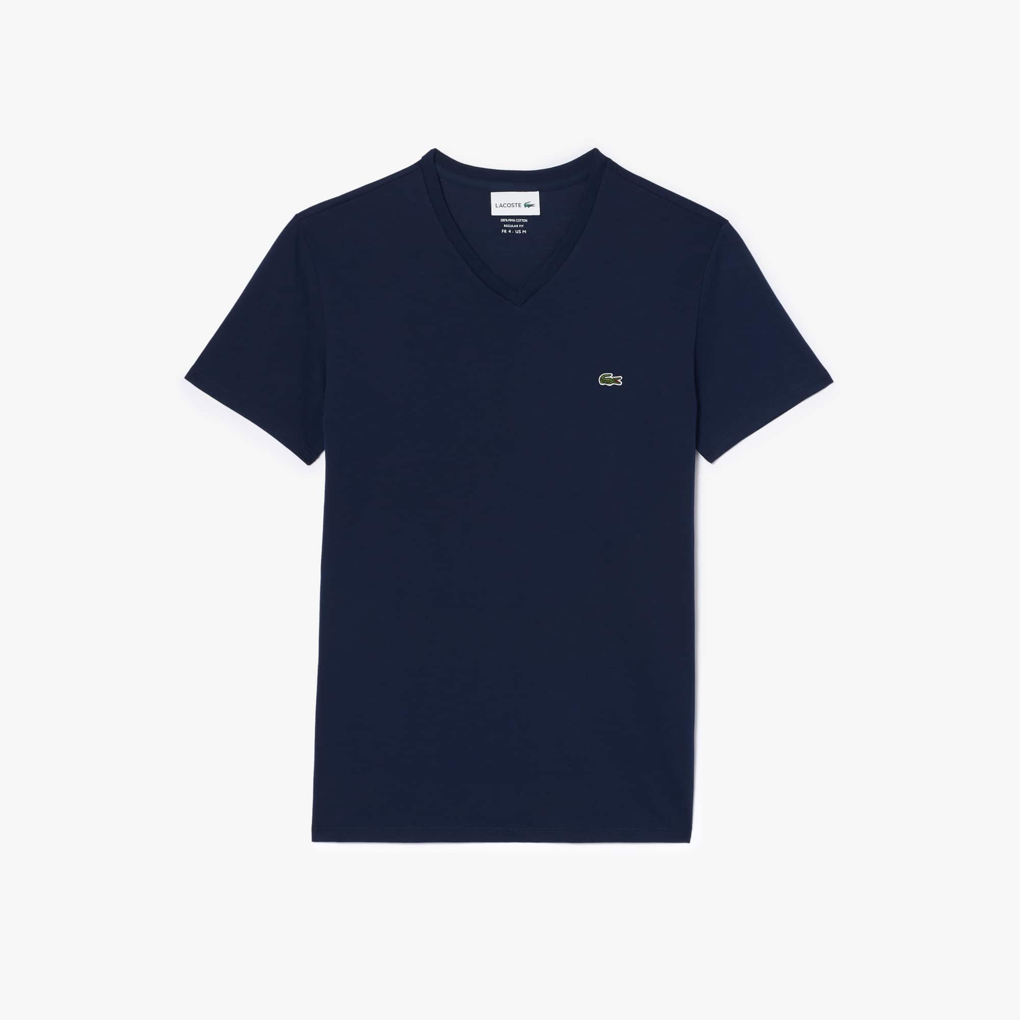 Men's Lightweight Pima Cotton V-Neck T-Shirt - Navy Blue