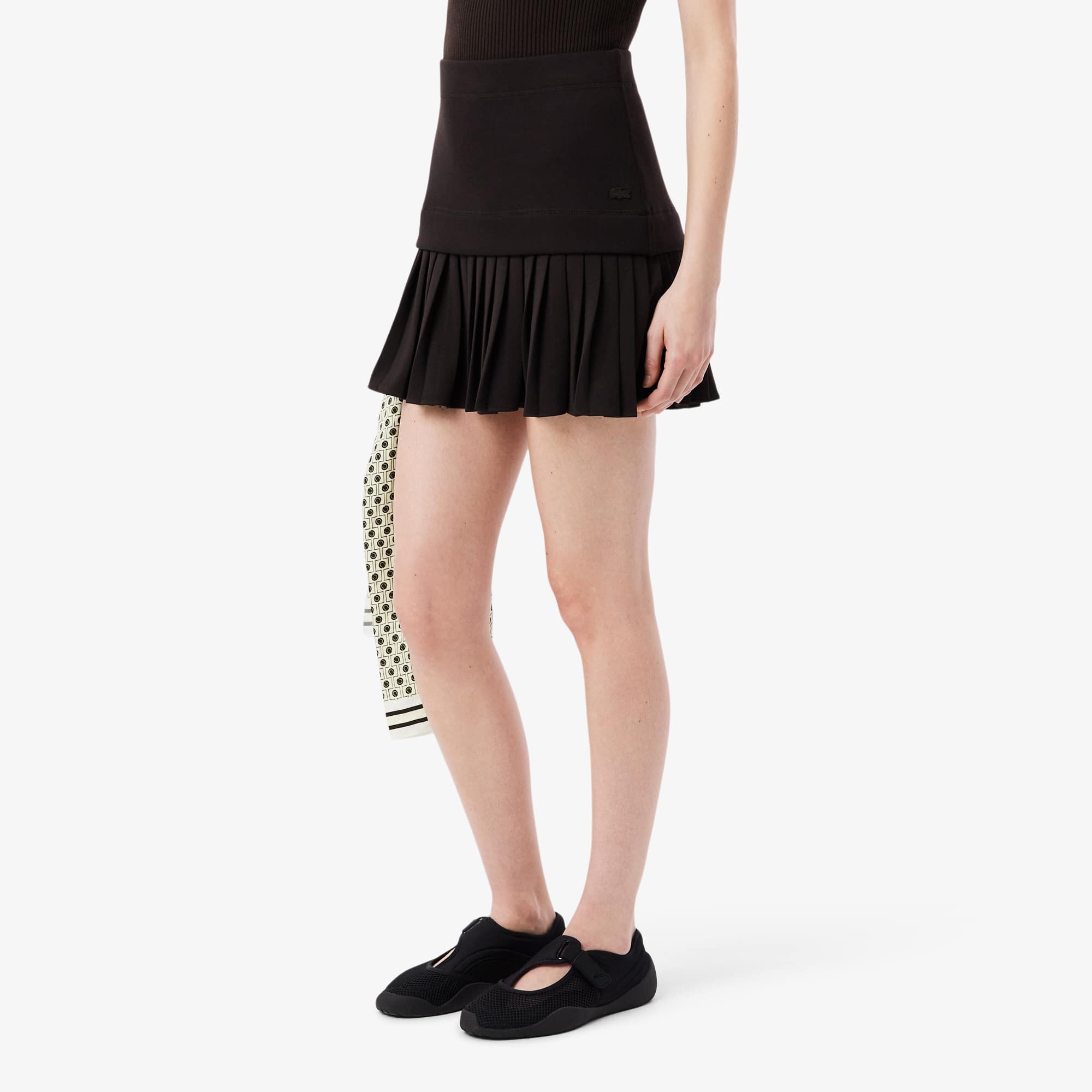 Pleated Cotton Skirt - Brown
