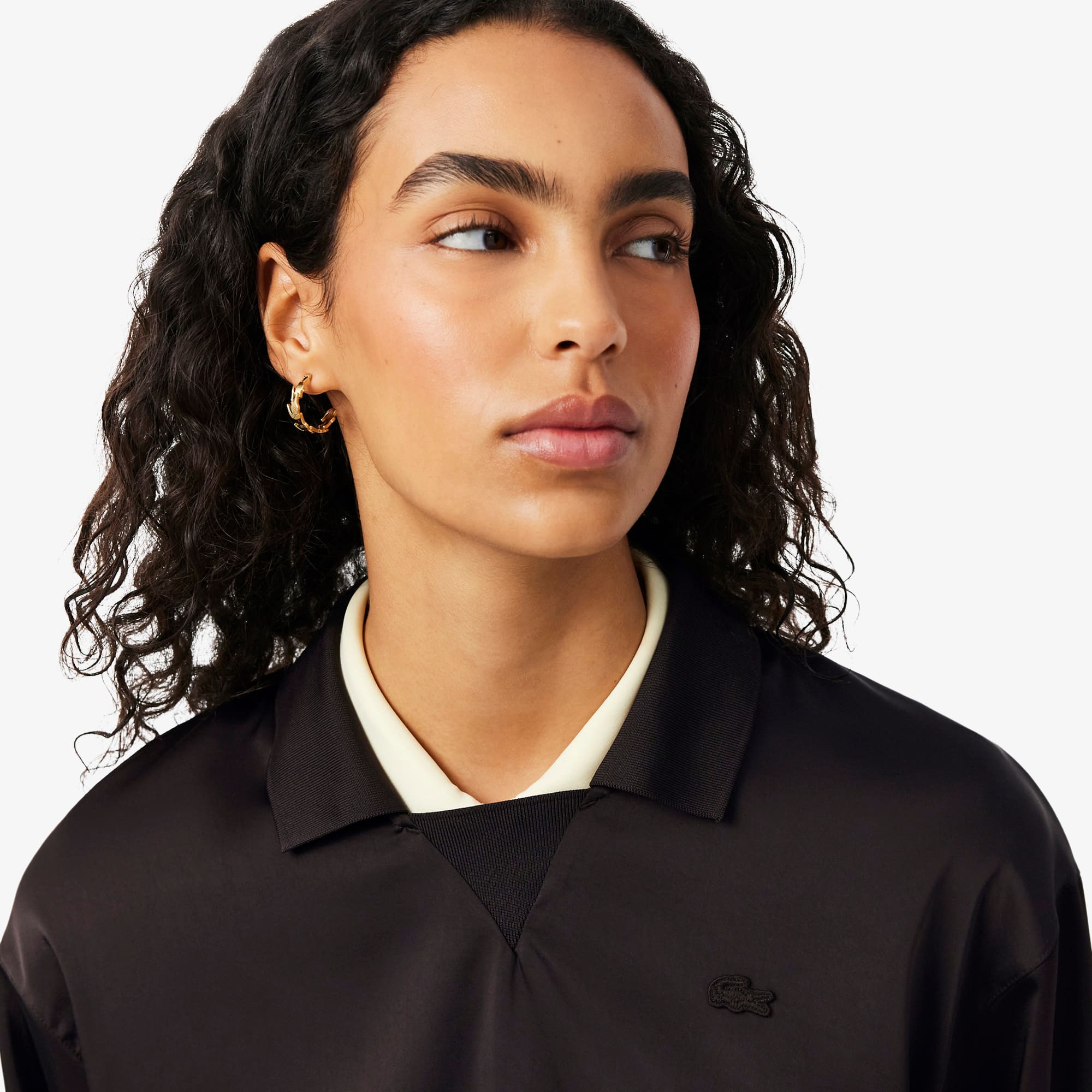 Relaxed Fit Satin Polo - Brown