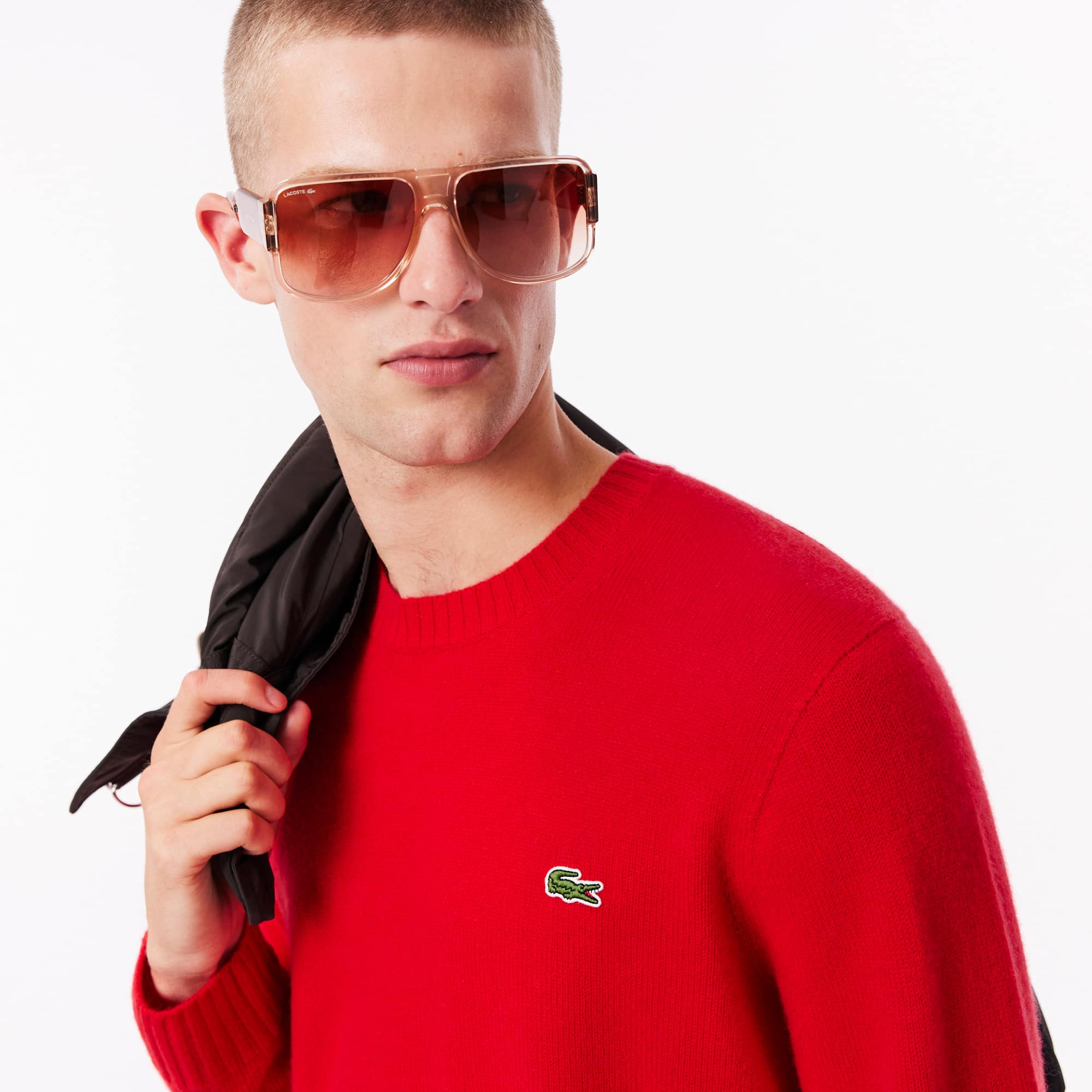 Men's 3D Knit Cashmere Crew Neck Sweater - Red