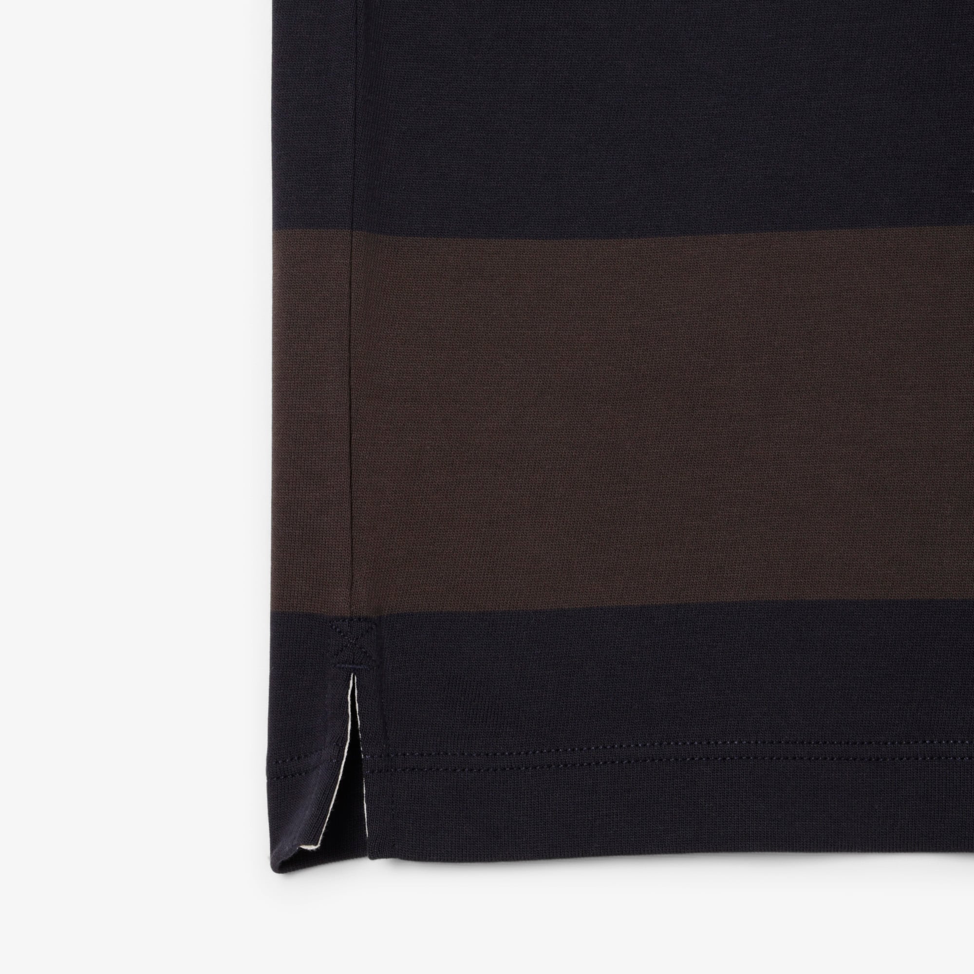Men's Relaxed Fit Striped Rugby Polo - Navy Blue / Brown