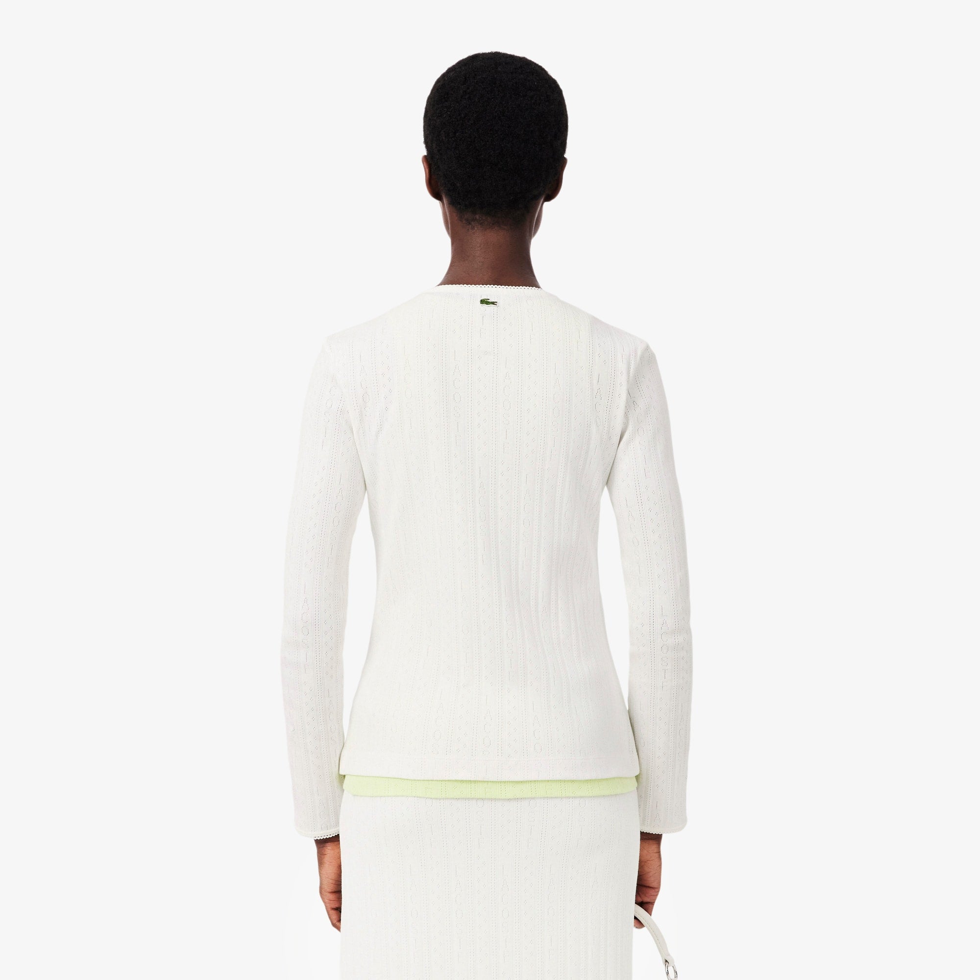Slim Fit Pointelle Cardigan - White