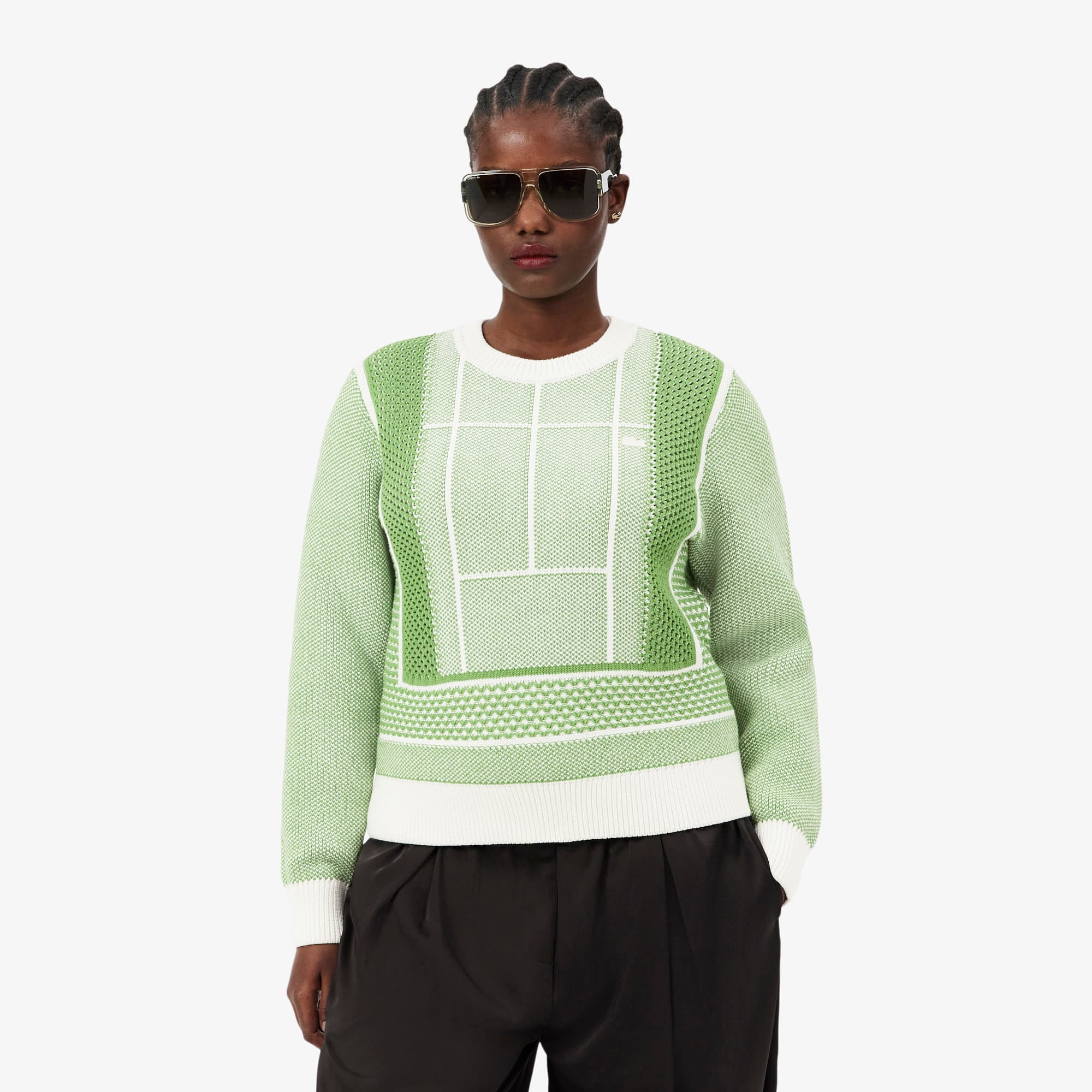 Tennis Court Graphic Sweater - Blanc / Vert