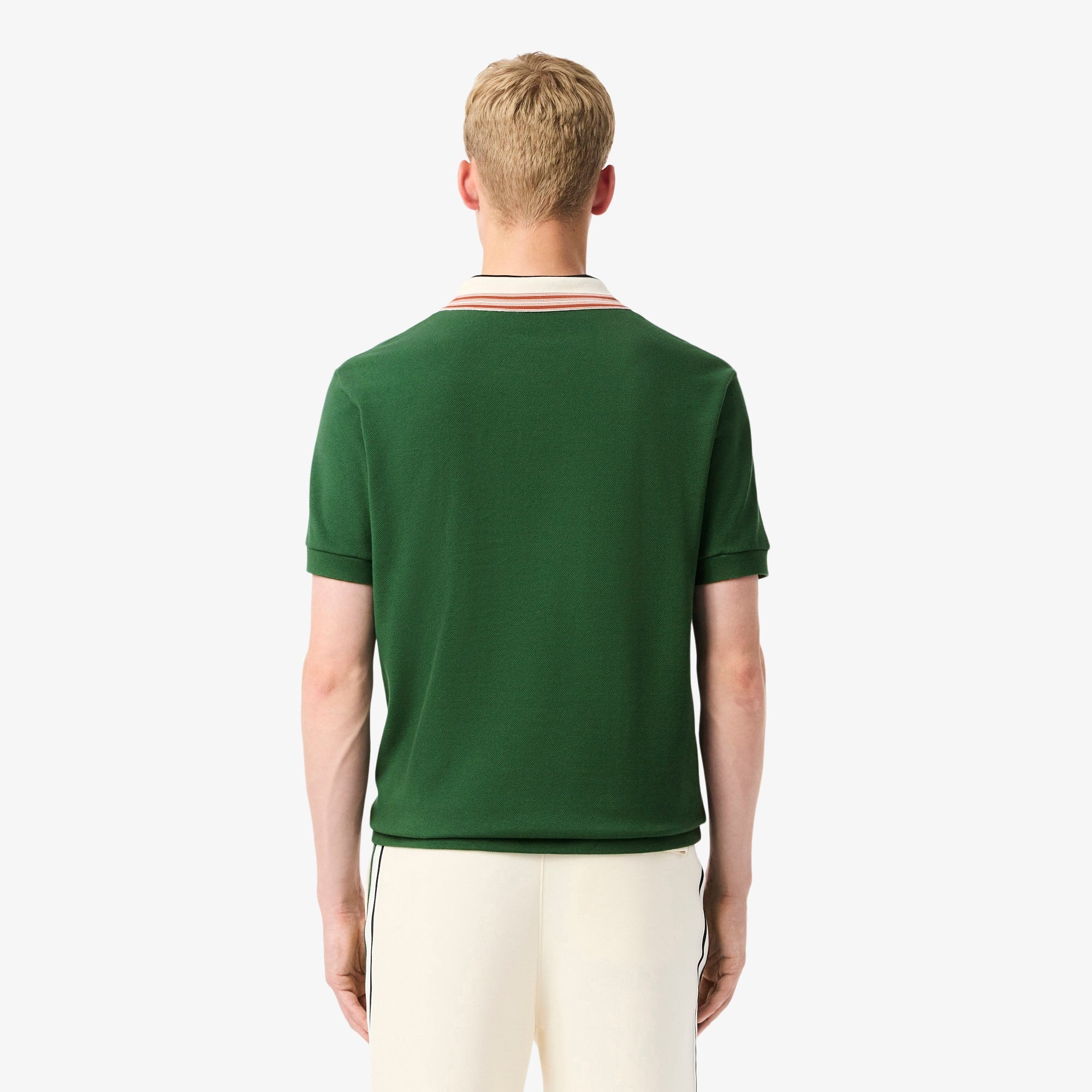 Men's Made In France Classic Fit Stripe Collar Polo - Pine green
