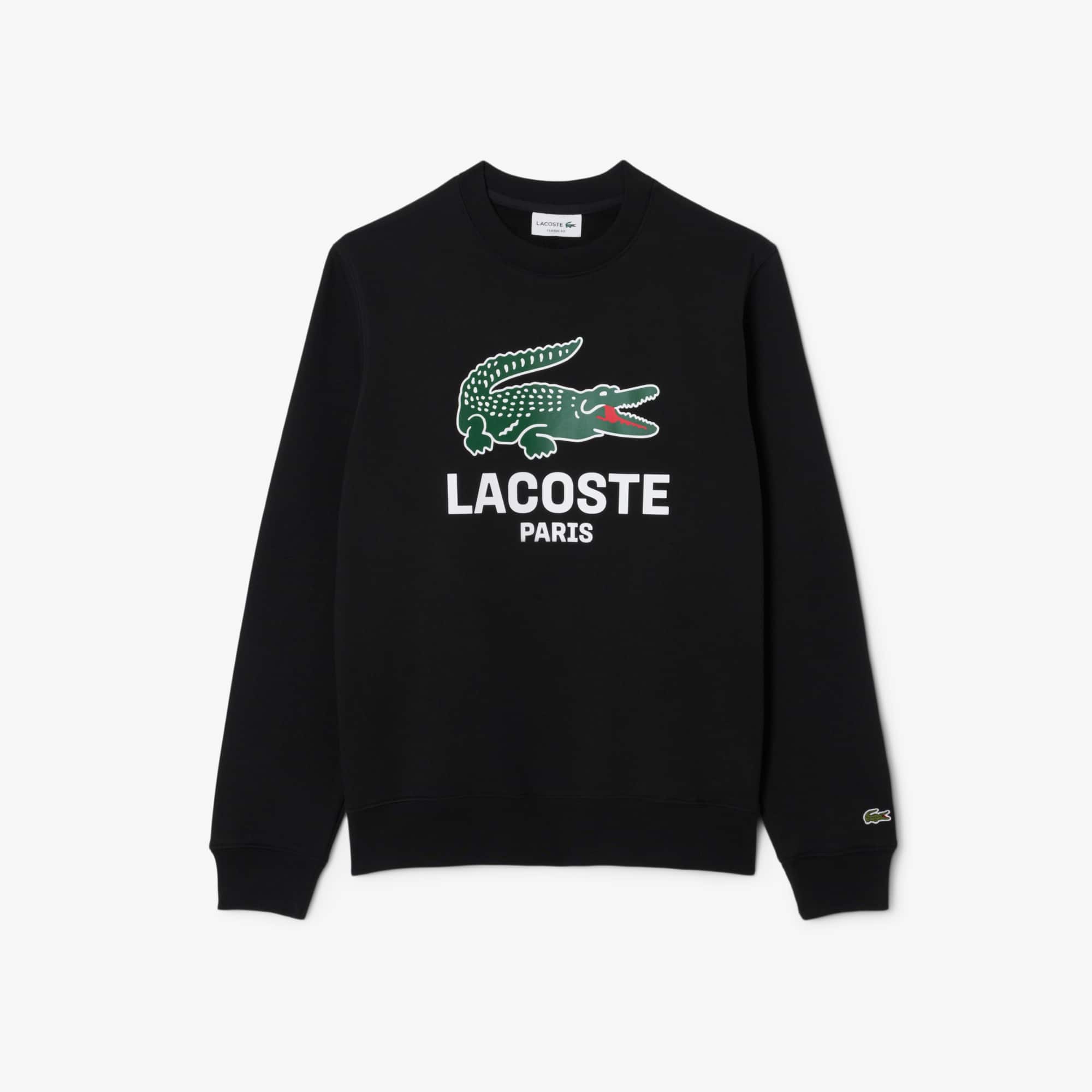 Men's Classic Fit Printed Crew Neck Sweatshirt - Black