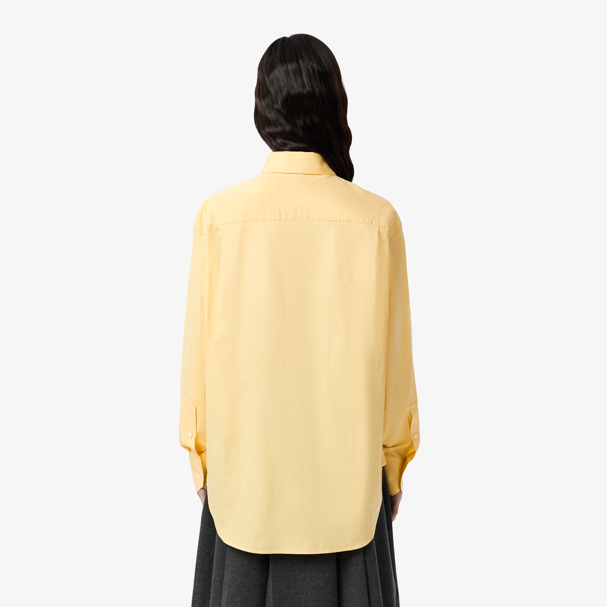Women's Oversized Cotton Button Down Shirt - Yellow