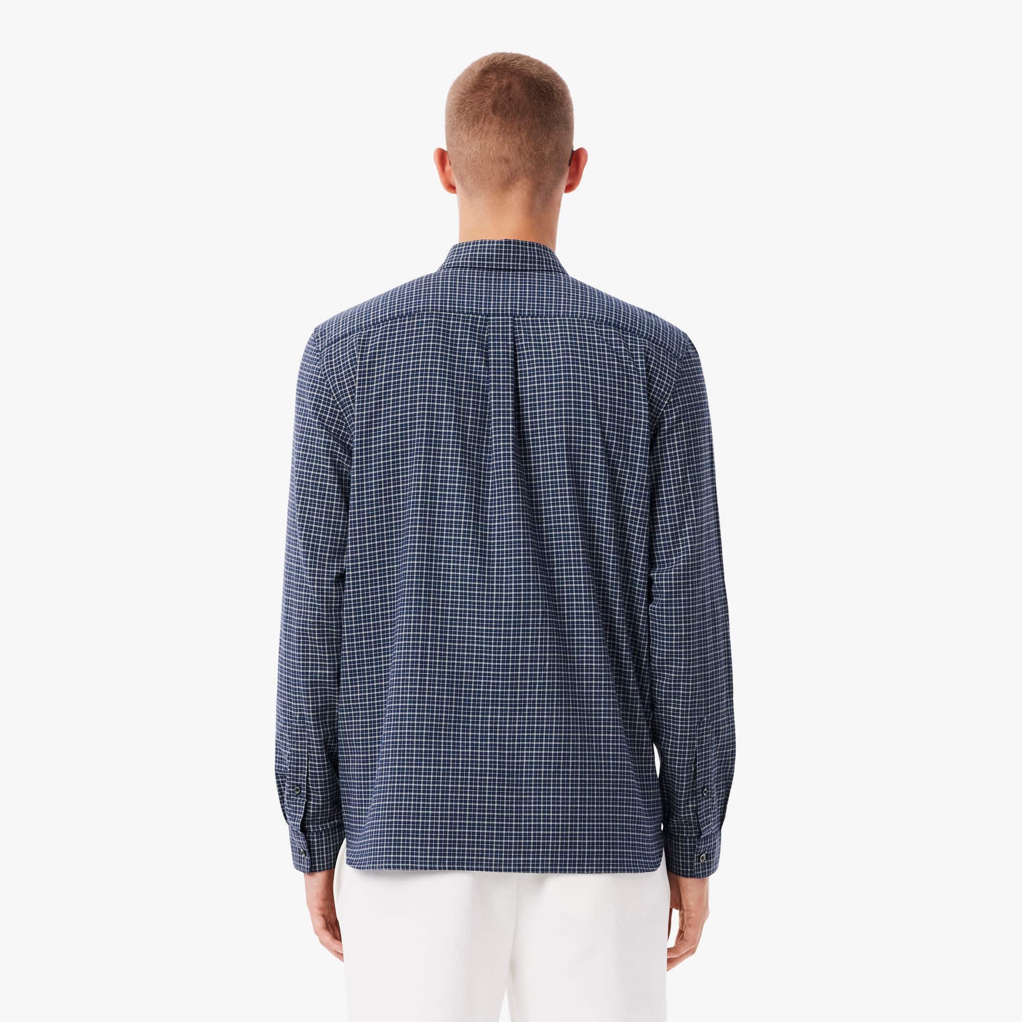 Men's Regular Fit Plaid Flannel Shirt - Navy Blue / White