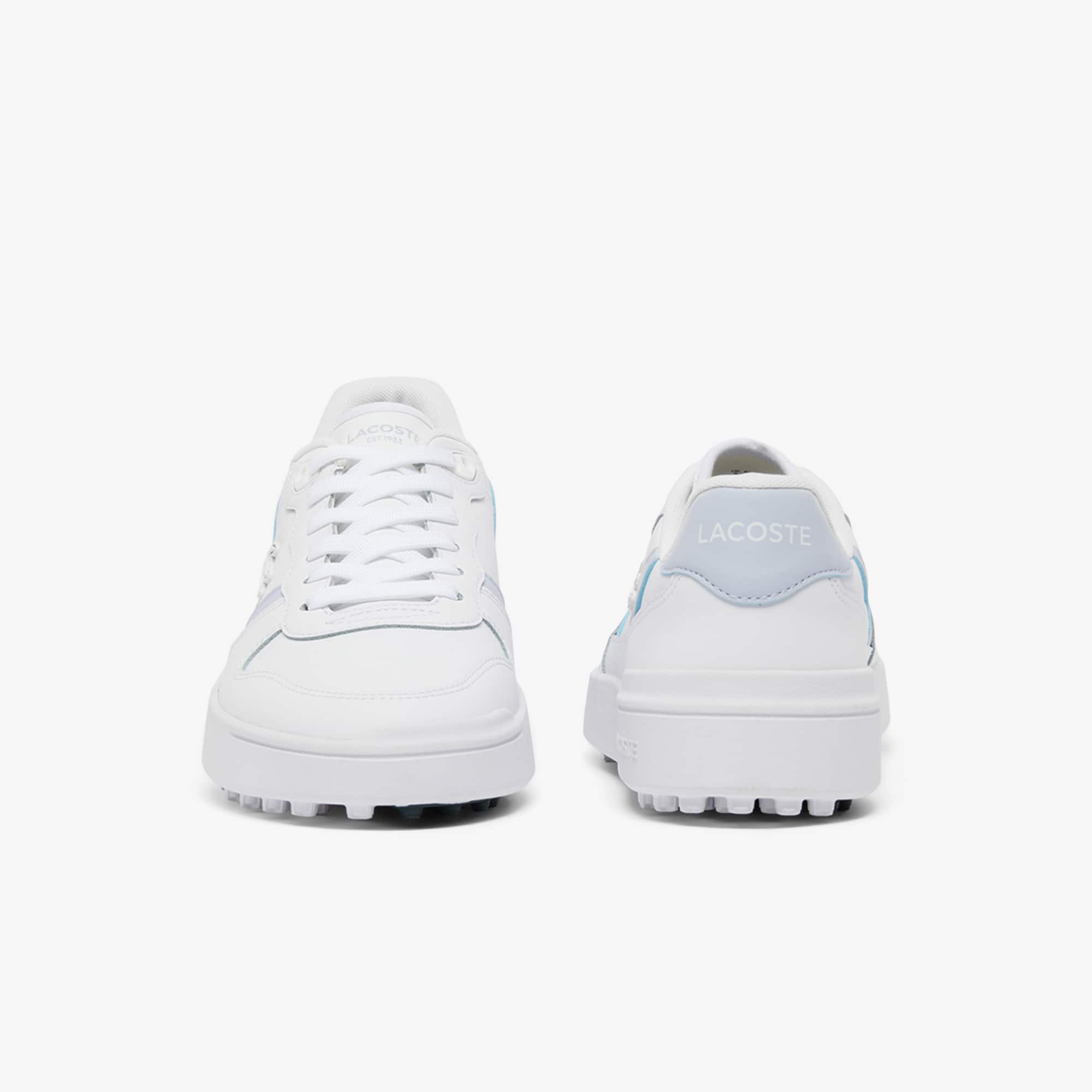 Women's T-Clip Leather Golf Shoes - WHITE/LIGHT BLUE