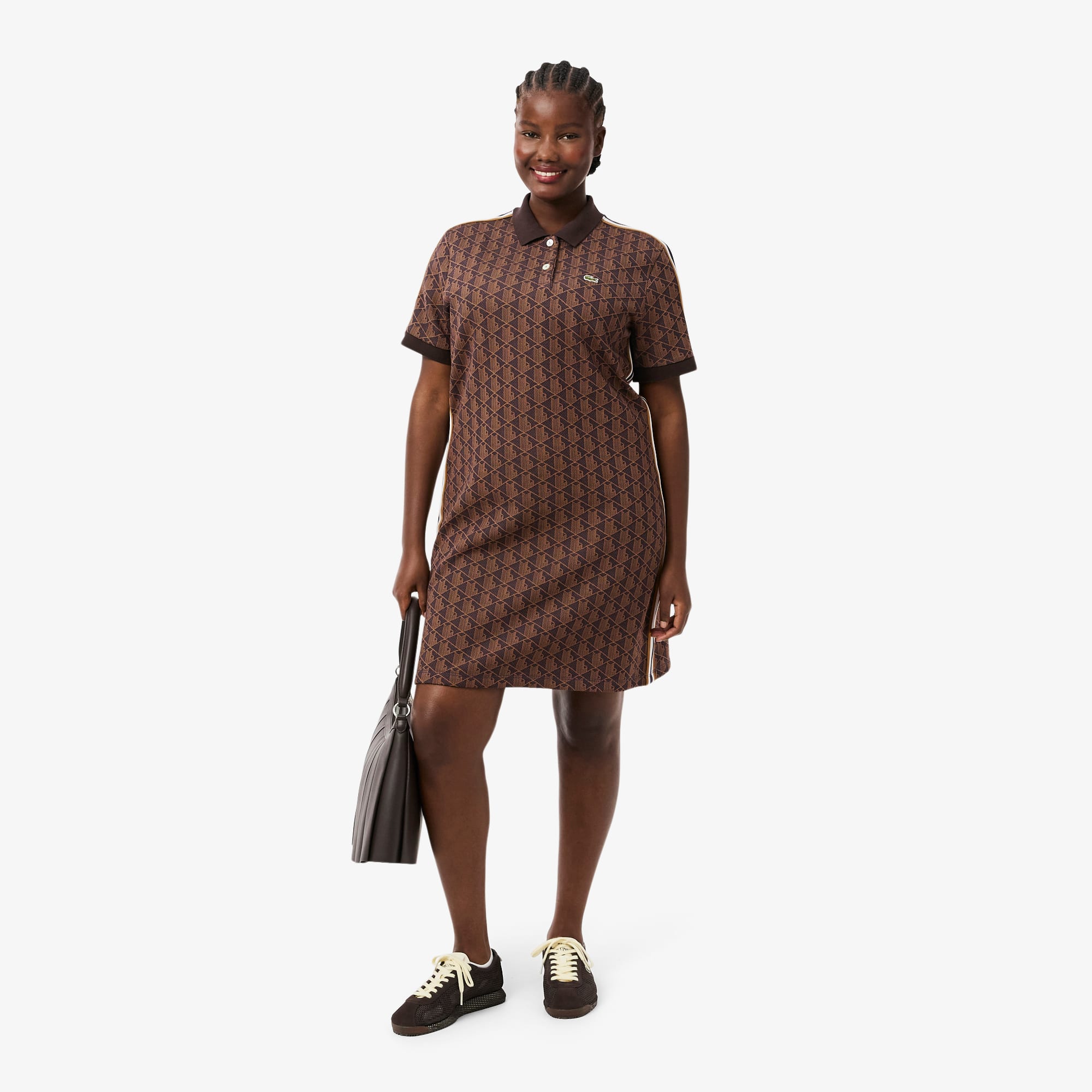 Women's Slim Fit Monogram Polo Dress - Purple / Brown