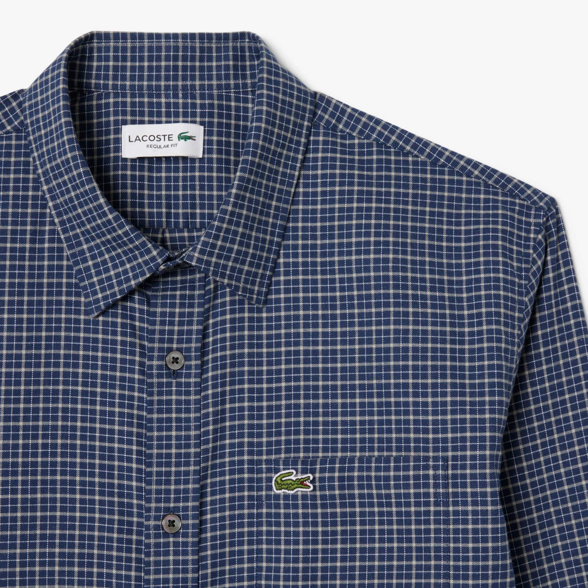 Men's Regular Fit Plaid Flannel Shirt - Navy Blue / White