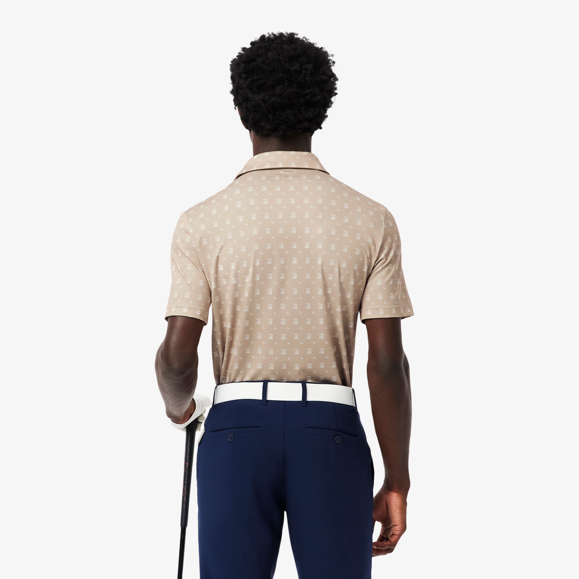 Men's Regular Fit UV Protect Golf Polo - Beige / Blanc