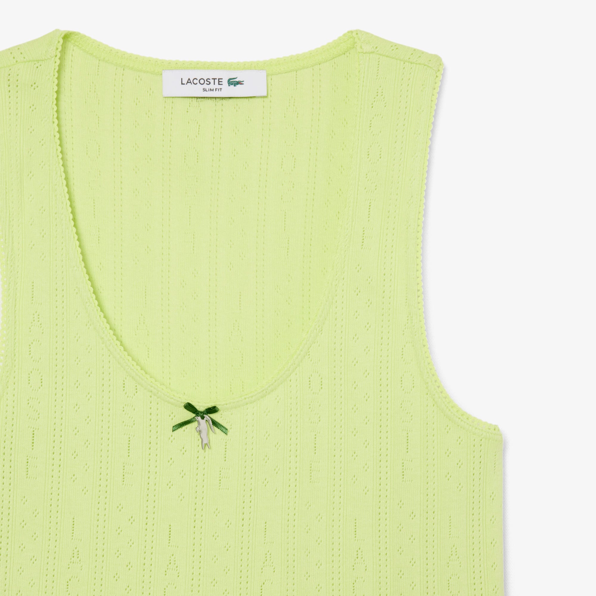 Women's Slim Fit Pointelle Knit Cotton Tank Top - Green