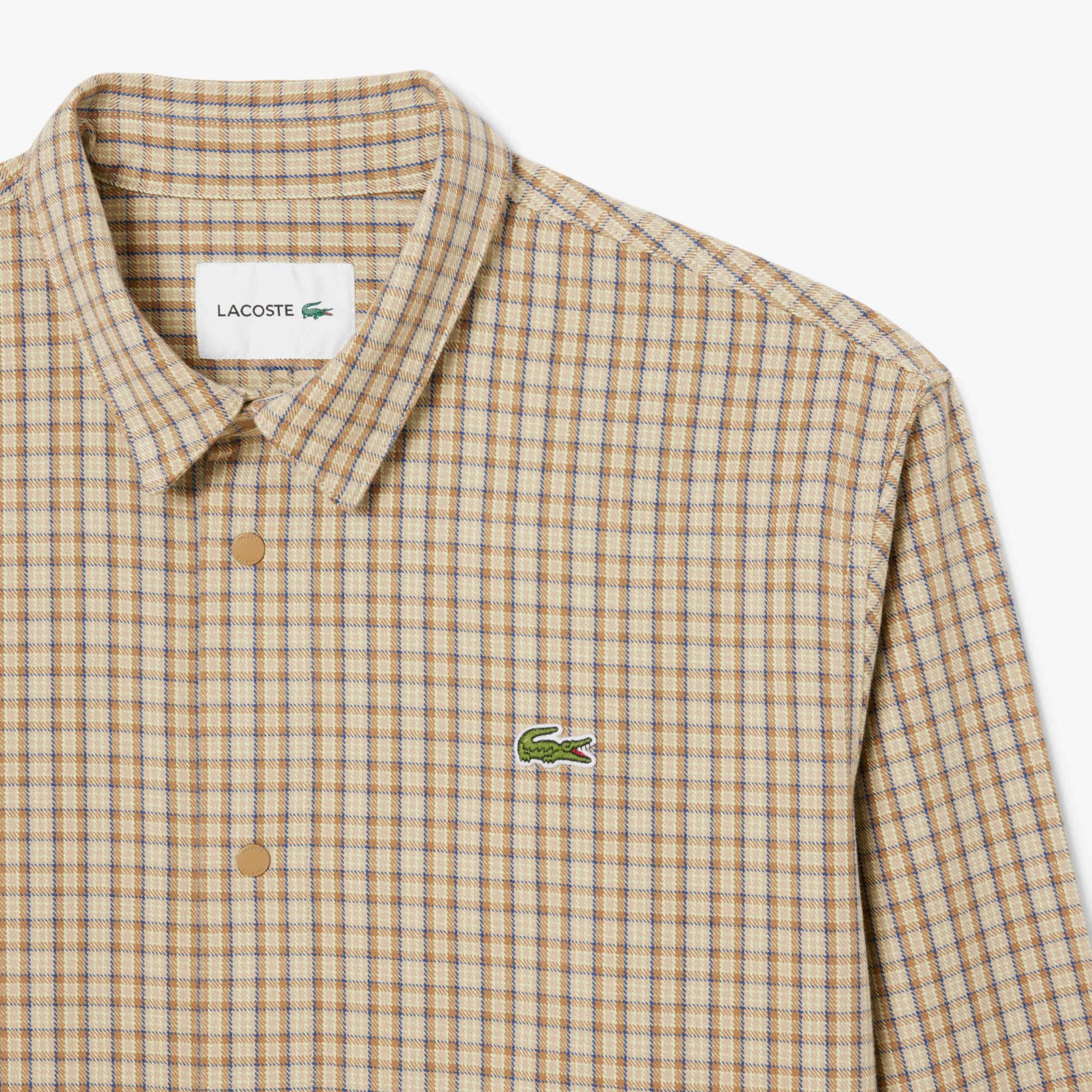 Men's Oversized Heavy Cotton Plaid Overshirt - Bleu / Beige / Marron